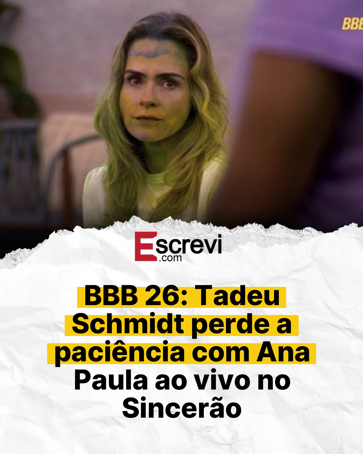 BBB 26: Tadeu Schmidt perde a paciência com Ana Paula ao vivo no Sincerão card branco