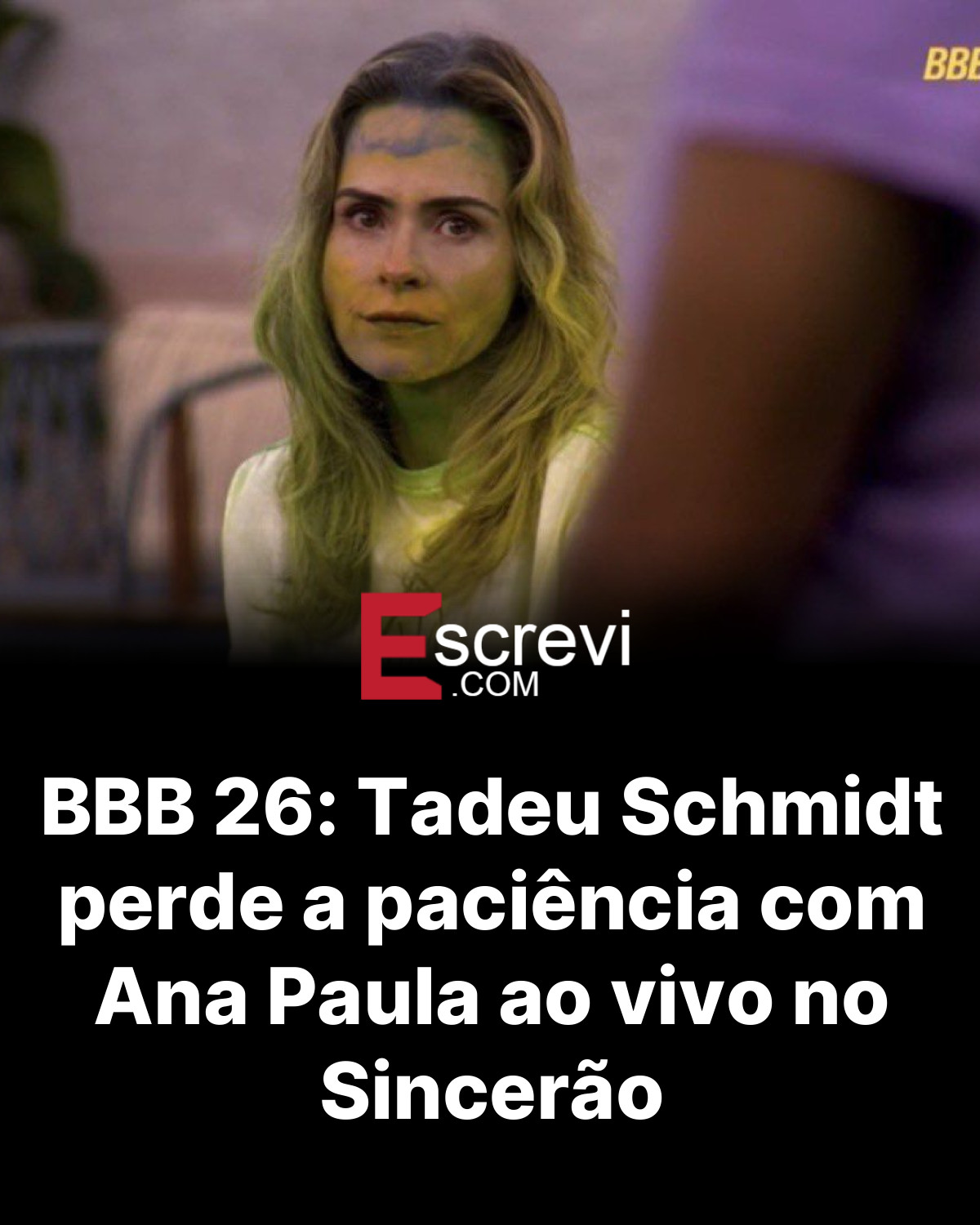 BBB 26: Tadeu Schmidt perde a paciência com Ana Paula ao vivo no Sincerão card preto