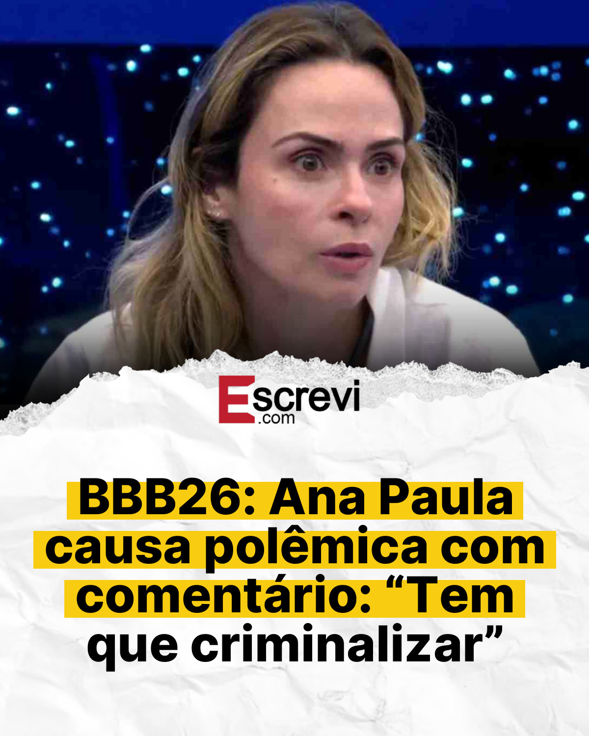 BBB26: Ana Paula causa polêmica com comentário: “Tem que criminalizar” card branco