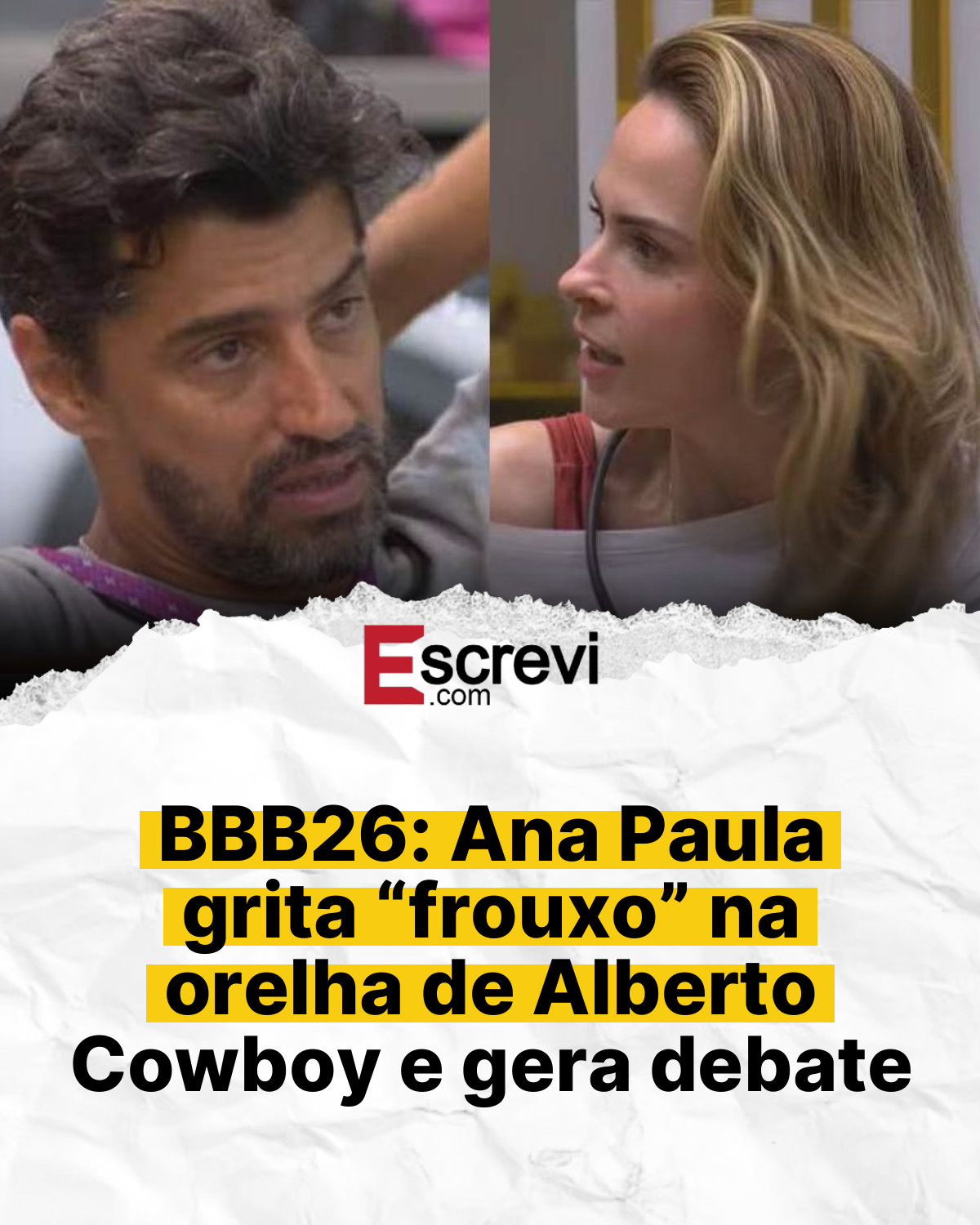 BBB26: Ana Paula grita “frouxo” na orelha de Alberto Cowboy e gera debate card branco