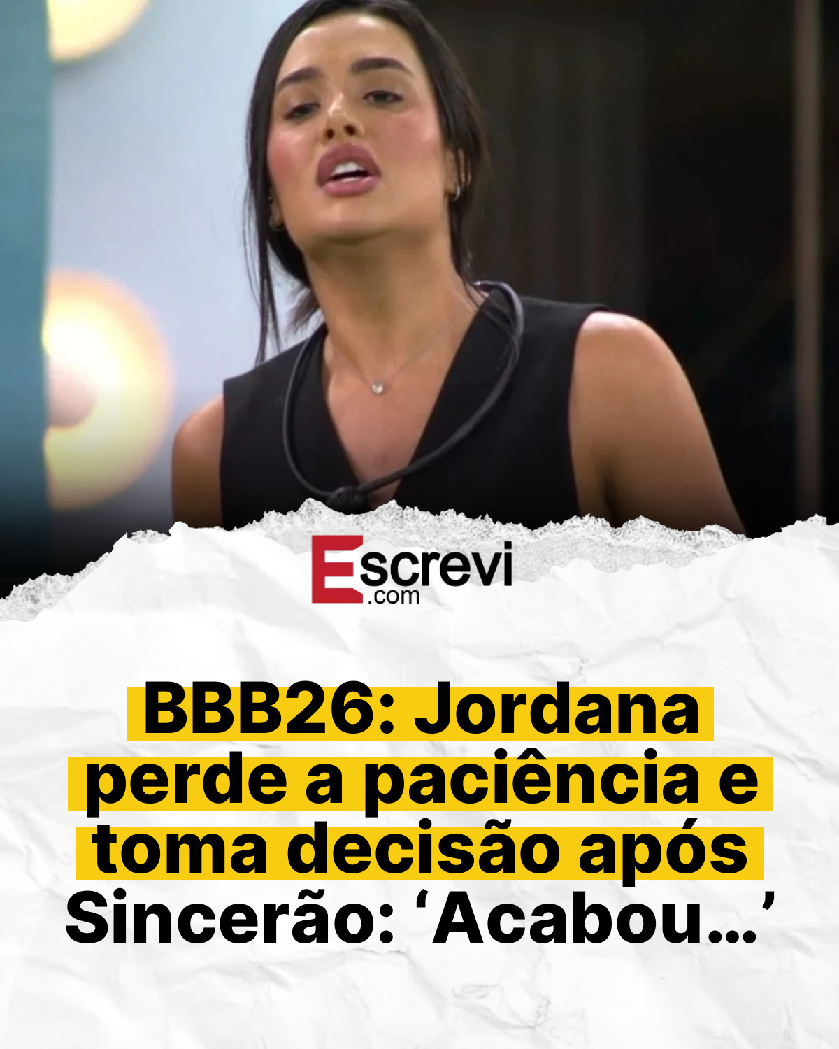 BBB26: Jordana perde a paciência e toma decisão após Sincerão: ‘Acabou…’ card branco