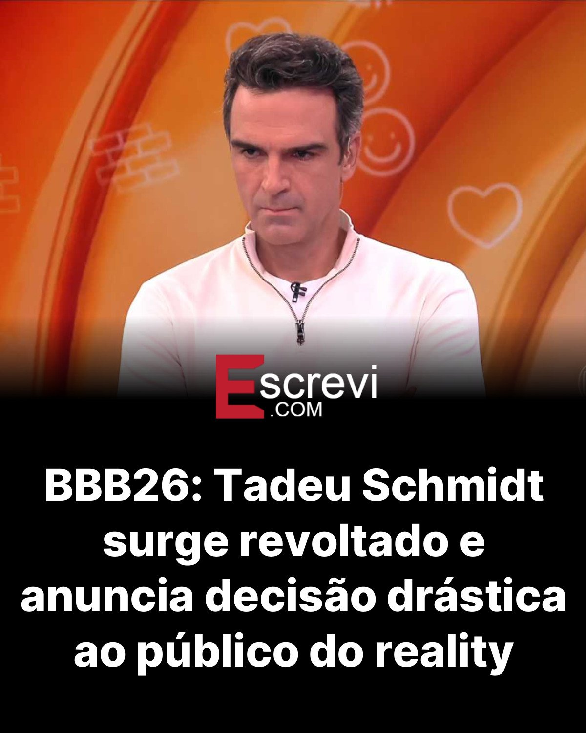 BBB26: Tadeu Schmidt surge revoltado e anuncia decisão drástica ao público do reality card preto