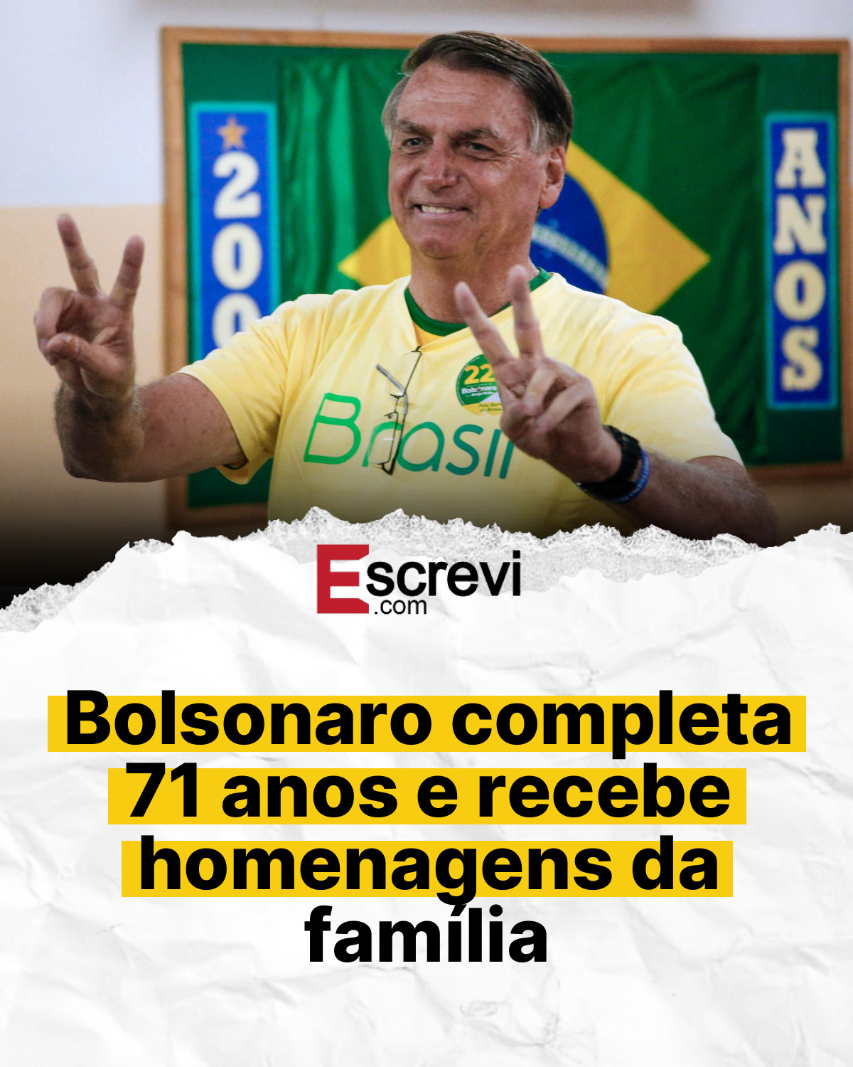 Bolsonaro completa 71 anos e recebe homenagens da família card branco