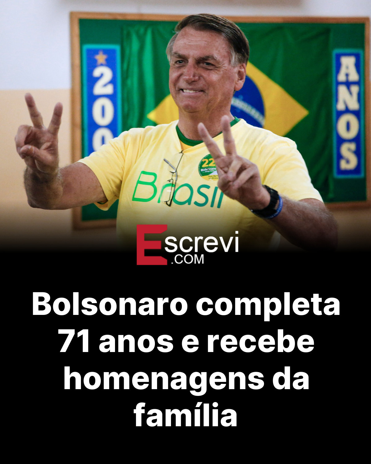 Bolsonaro completa 71 anos e recebe homenagens da família card preto