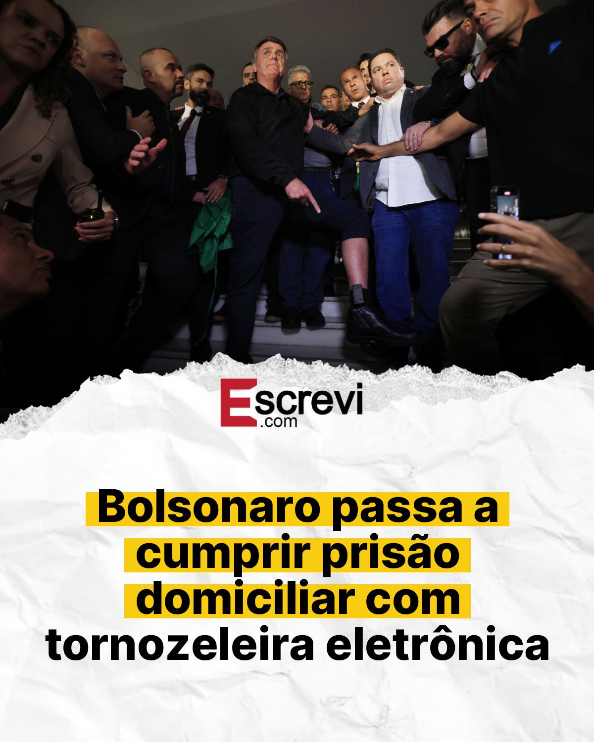 Bolsonaro passa a cumprir prisão domiciliar com tornozeleira eletrônica card branco