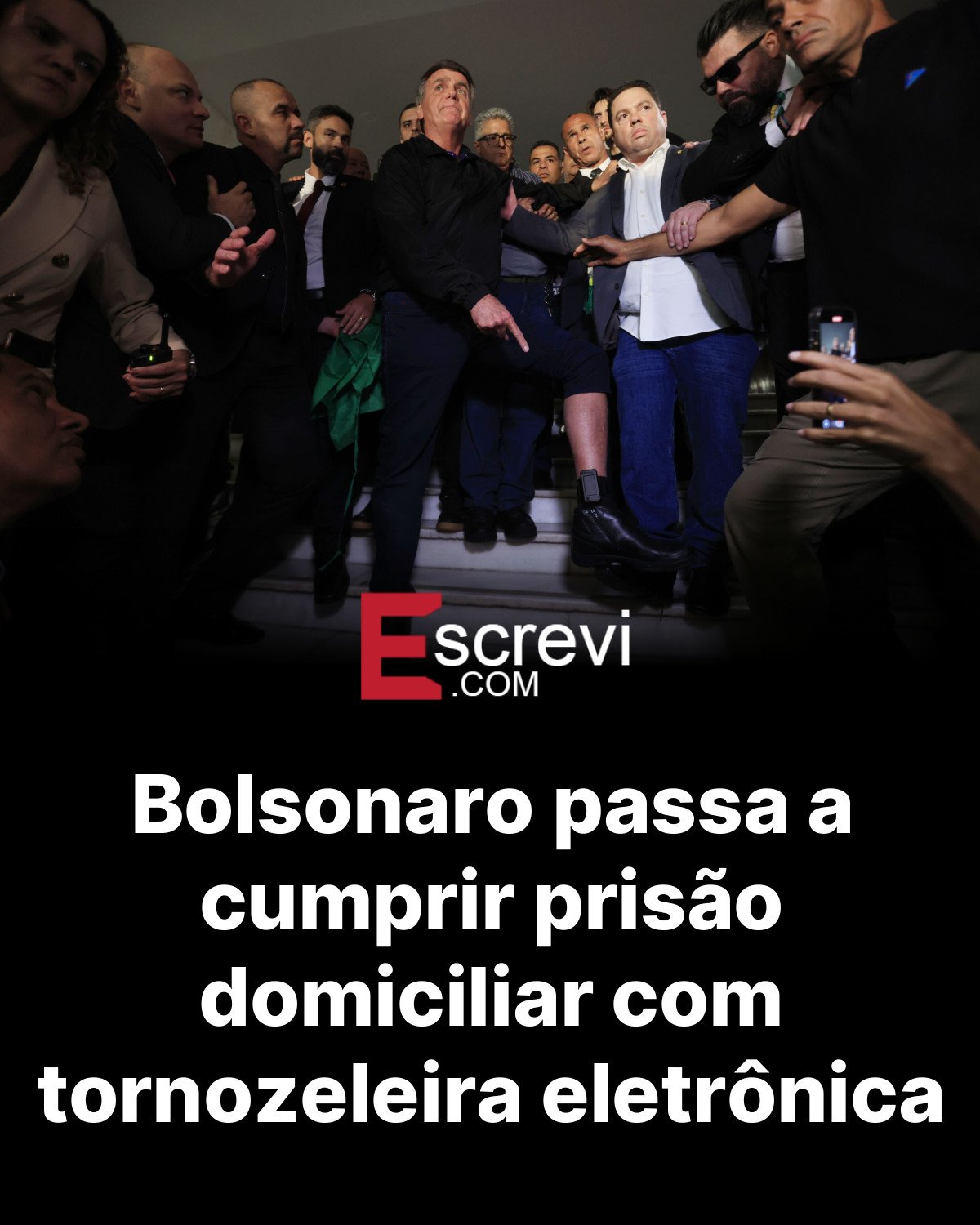 Bolsonaro passa a cumprir prisão domiciliar com tornozeleira eletrônica card preto