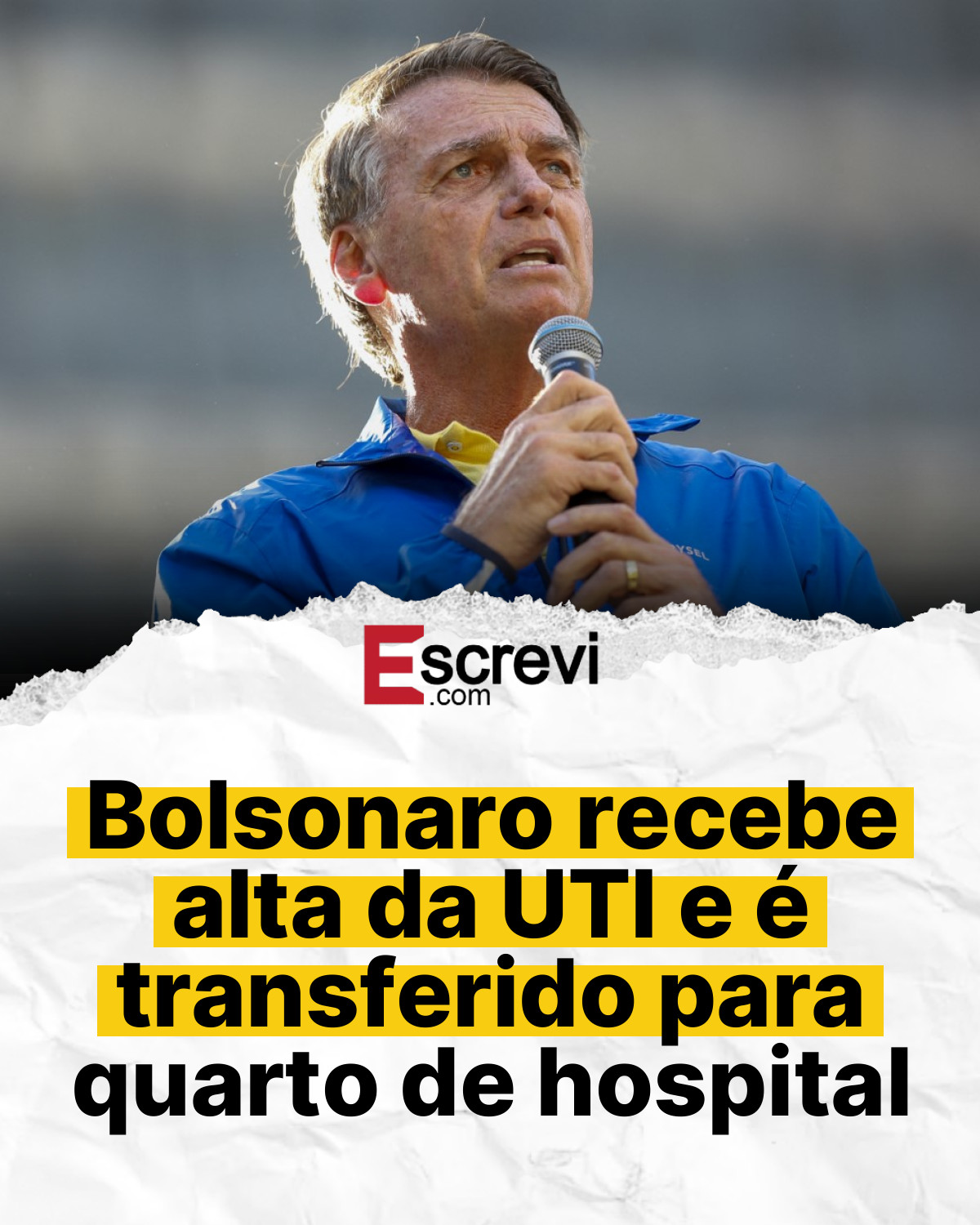 Bolsonaro recebe alta da UTI e é transferido para quarto de hospital card branco