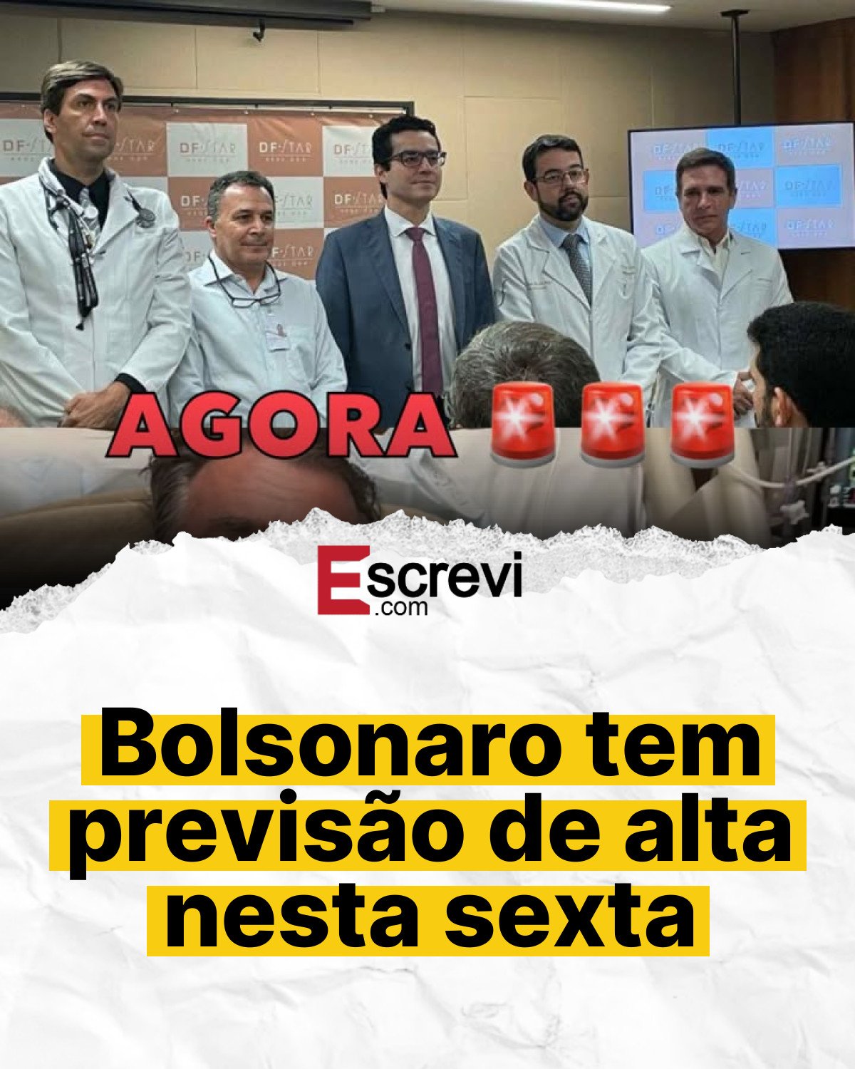 Bolsonaro tem previsão de alta nesta sexta card branco