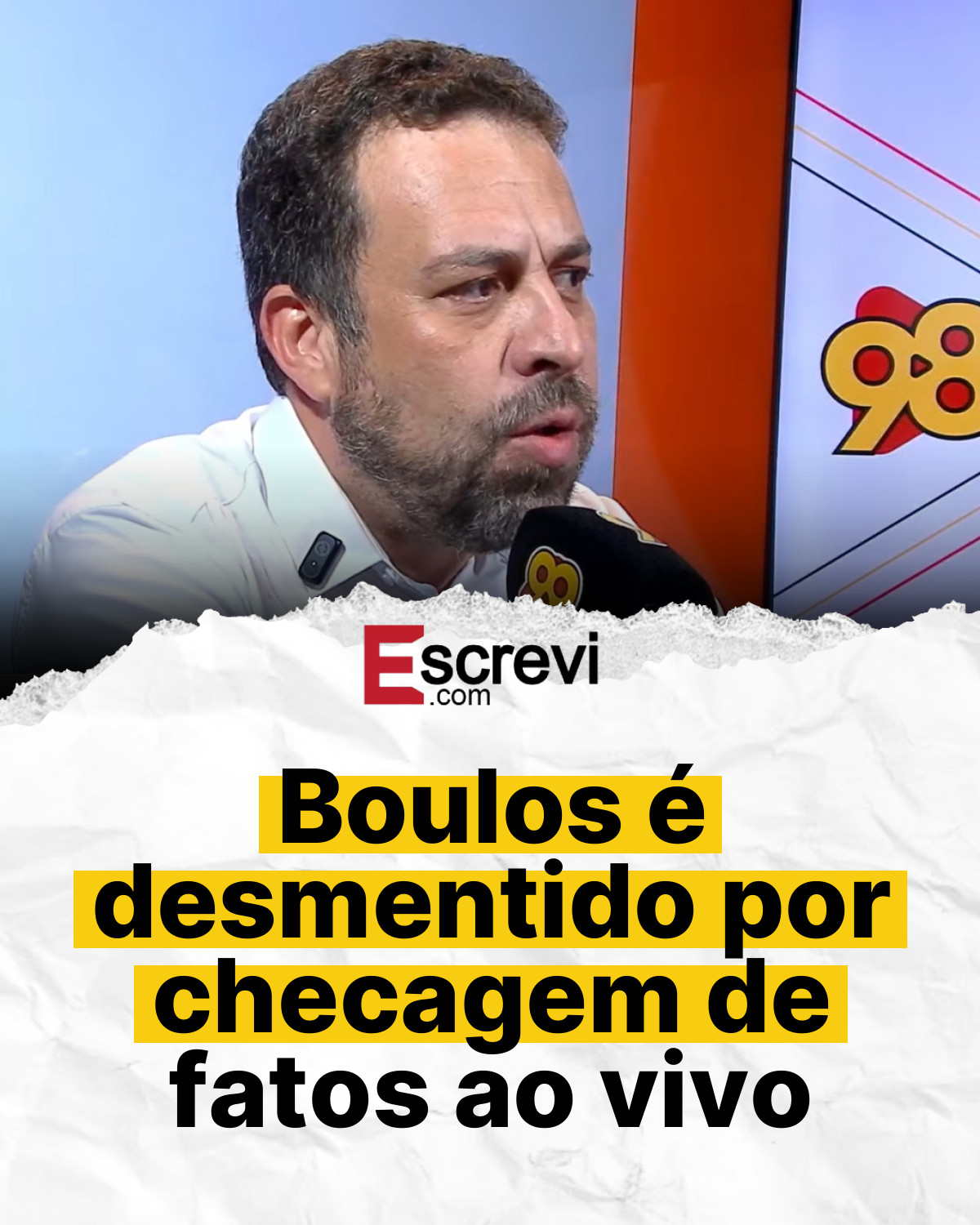 Boulos é desmentido por checagem de fatos ao vivo card branco