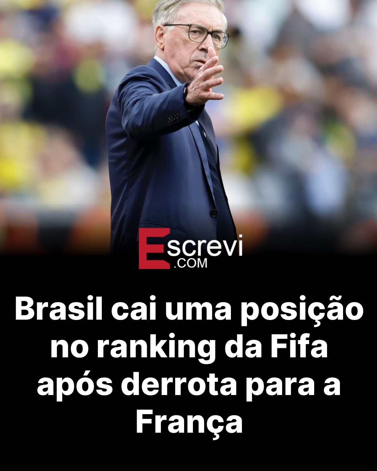 Brasil cai uma posição no ranking da Fifa após derrota para a França card preto