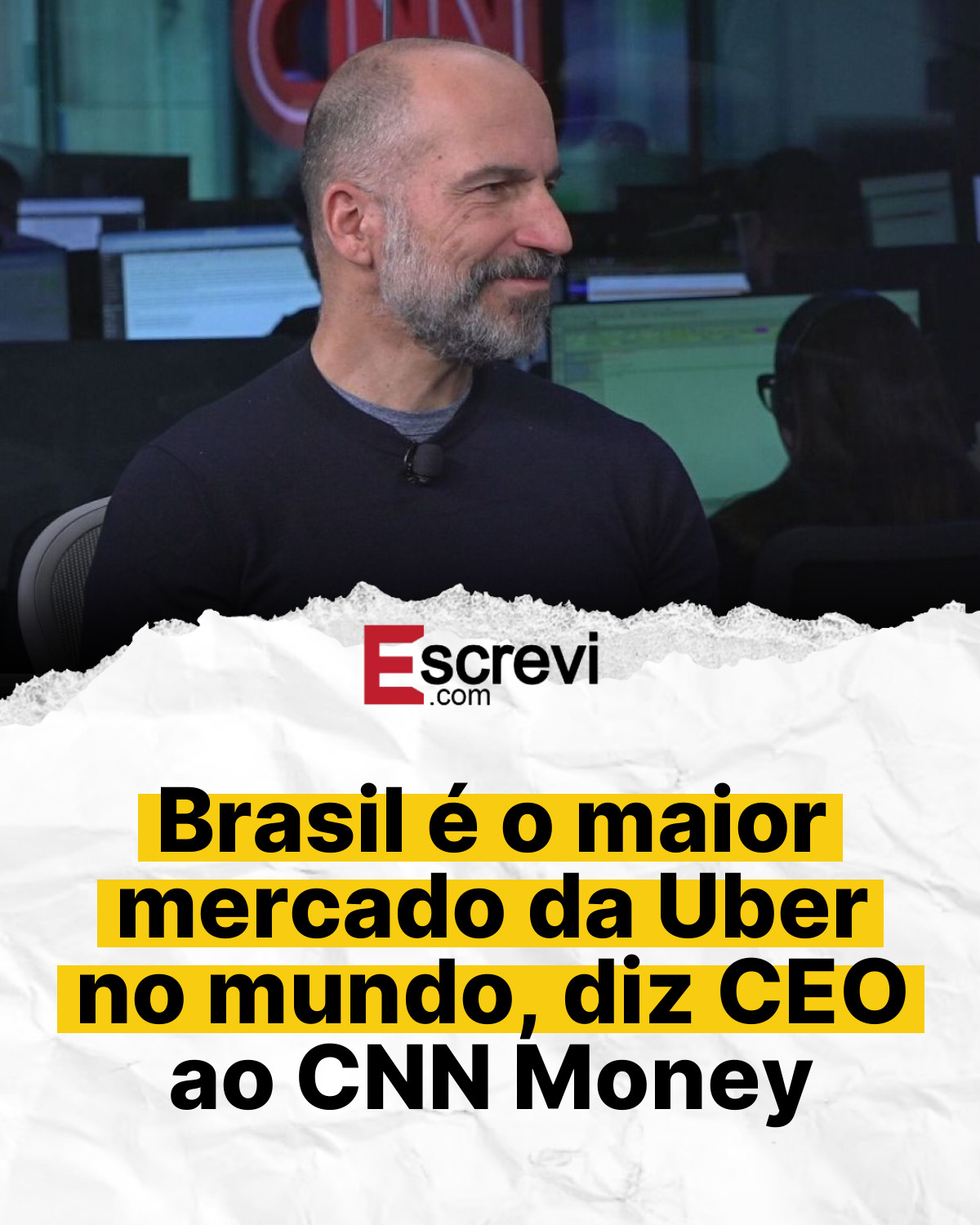 Brasil é o maior mercado da Uber no mundo, diz CEO ao CNN Money card branco