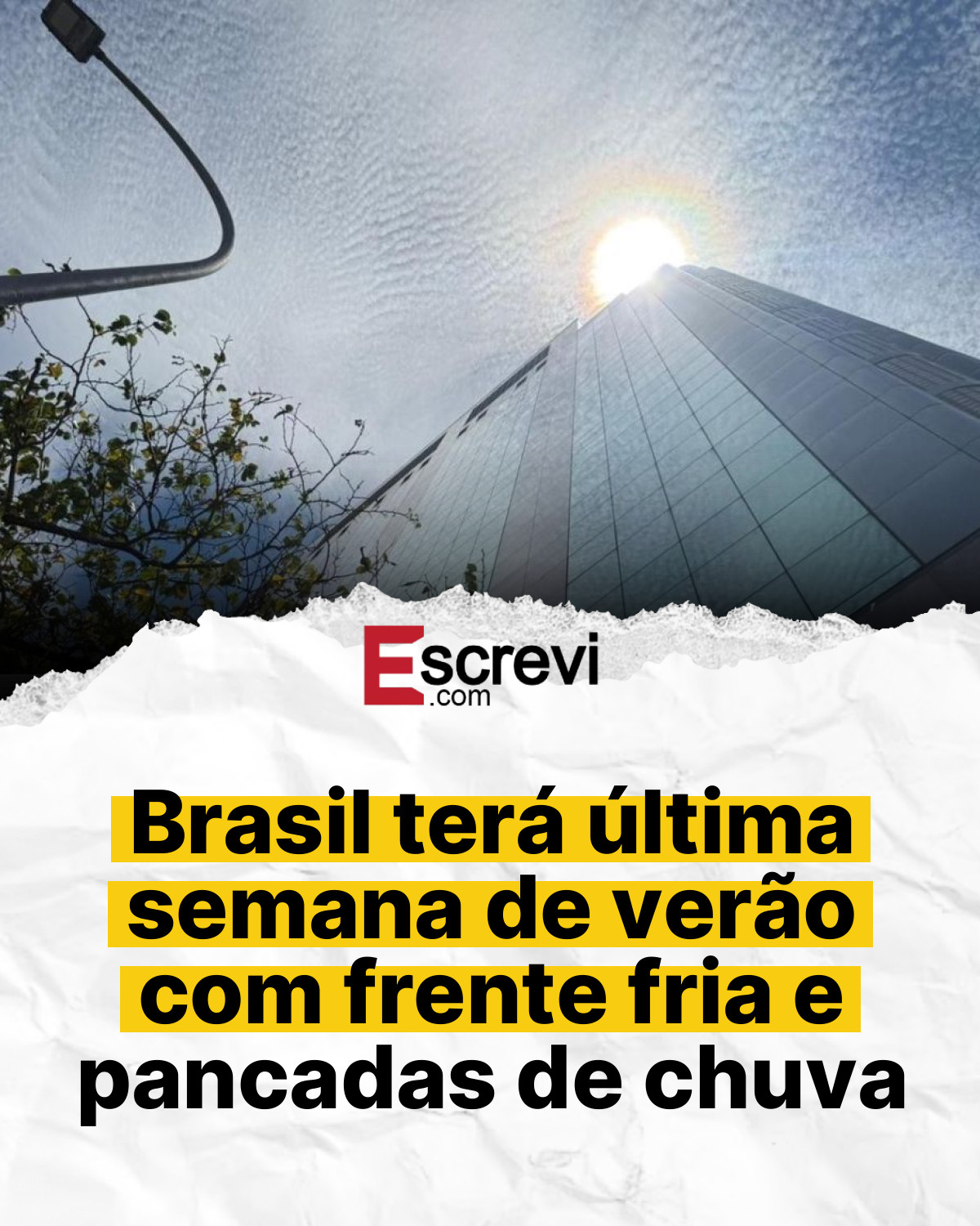 Brasil terá última semana de verão com frente fria e pancadas de chuva card branco
