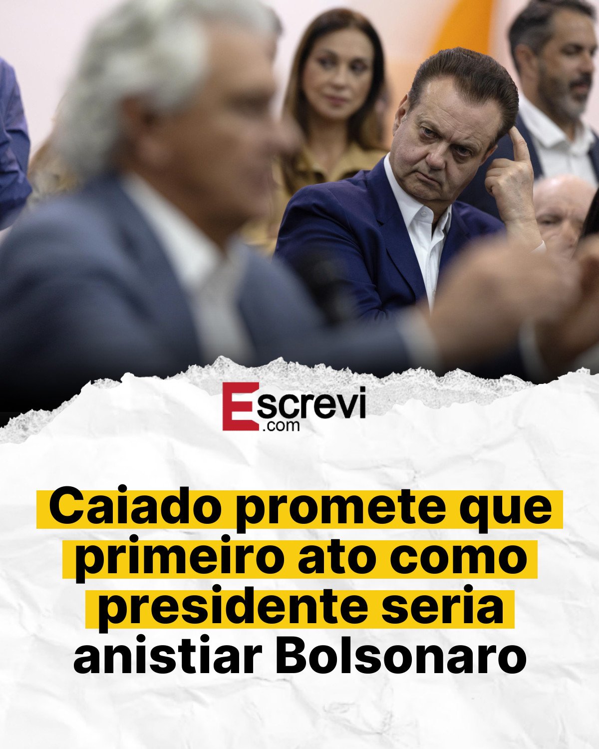Caiado promete que primeiro ato como presidente seria anistiar Bolsonaro card branco