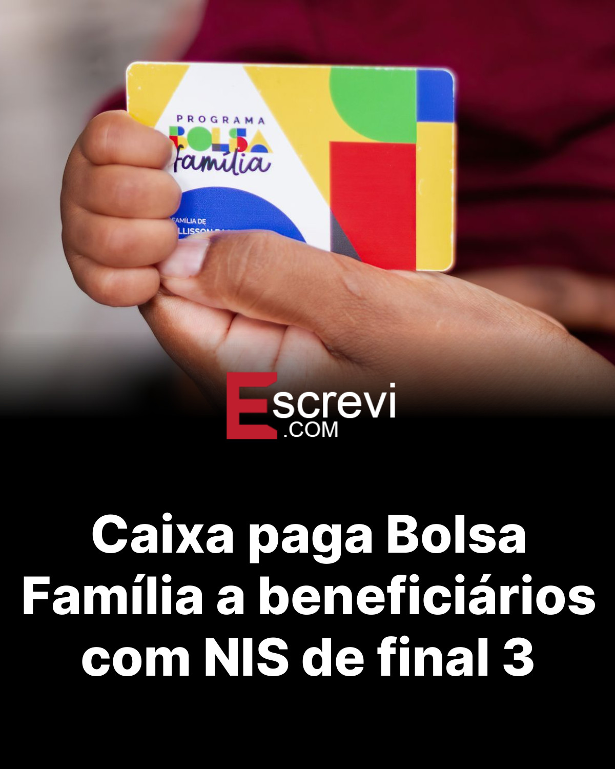 Caixa paga Bolsa Família a beneficiários com NIS de final 3 card preto