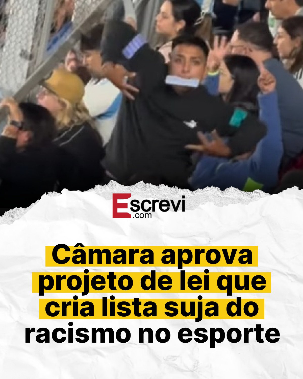 Câmara aprova projeto de lei que cria lista suja do racismo no esporte card branco