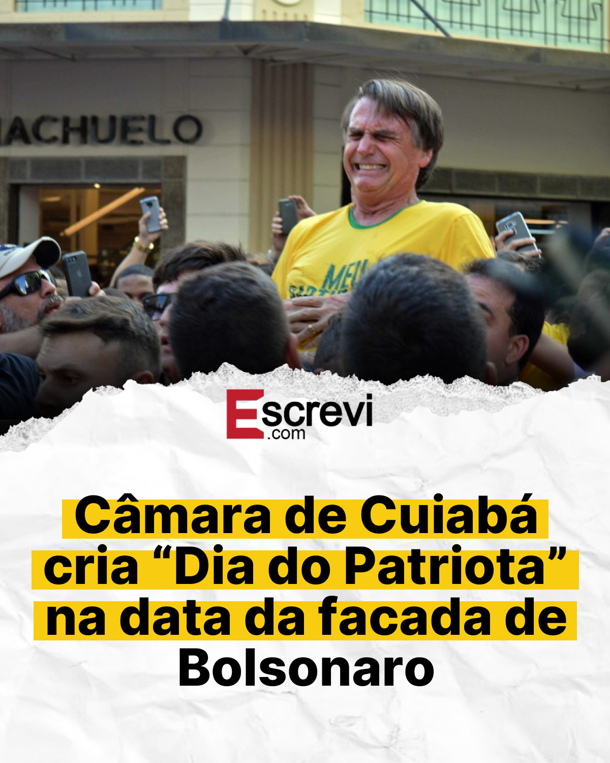 Câmara de Cuiabá cria “Dia do Patriota” na data da facada de Bolsonaro card branco