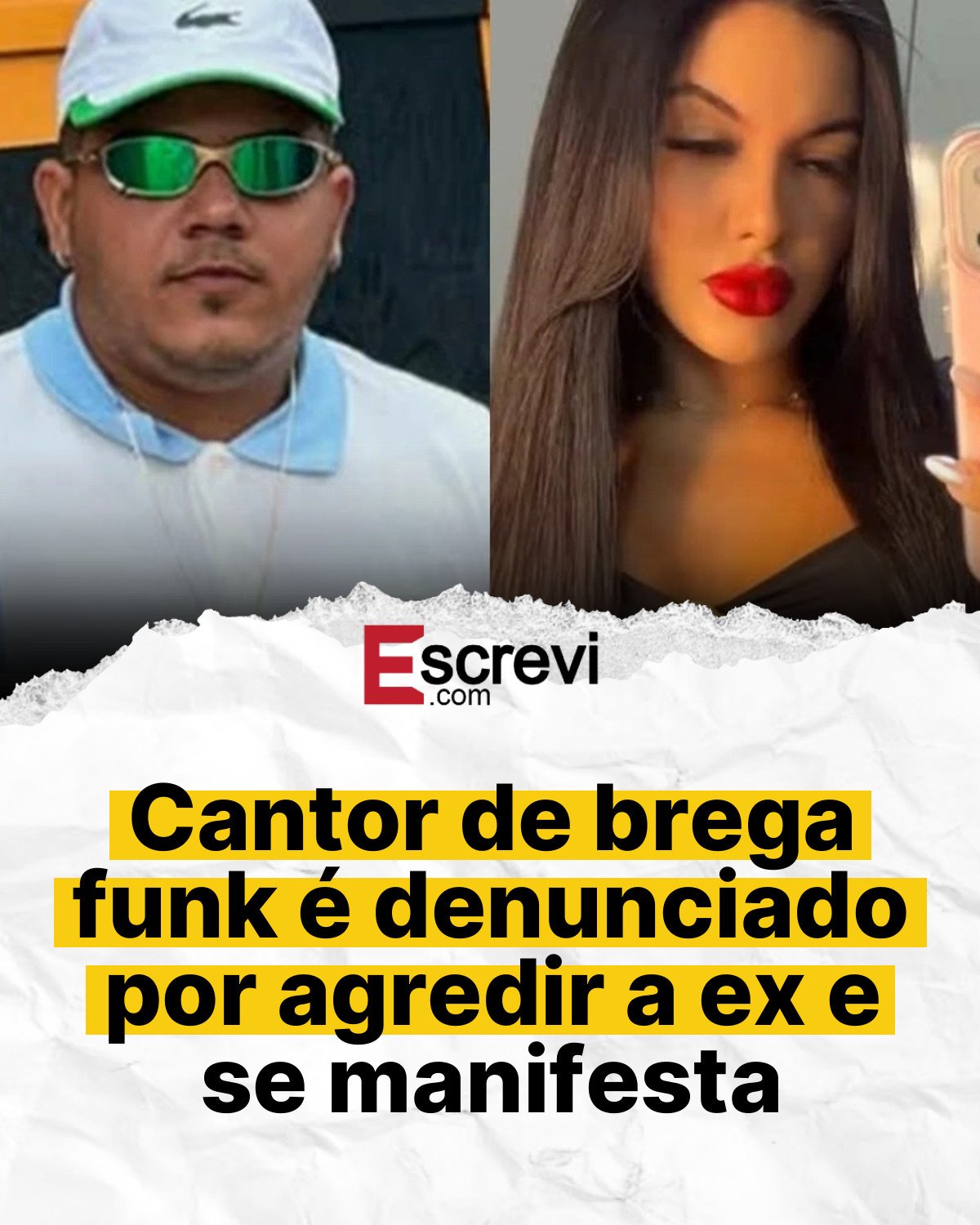 Cantor de brega funk é denunciado por agredir a ex e se manifesta card branco