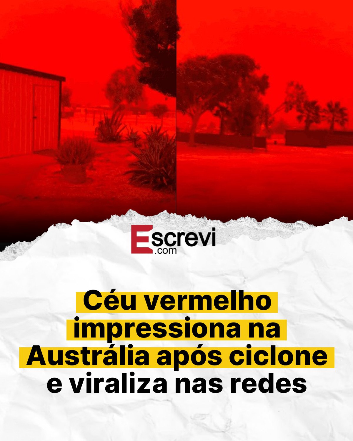 Céu vermelho impressiona na Austrália após ciclone e viraliza nas redes card branco