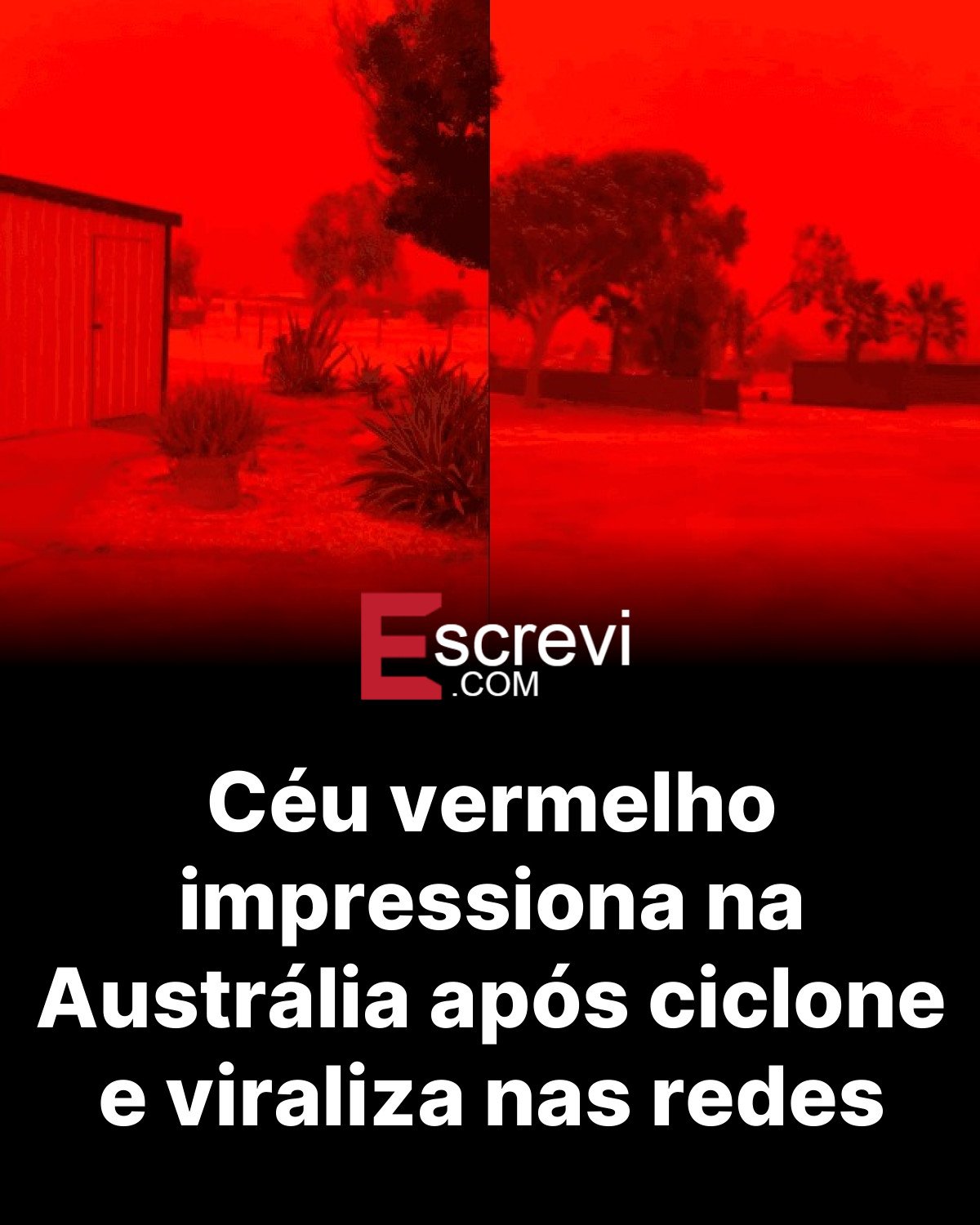 Céu vermelho impressiona na Austrália após ciclone e viraliza nas redes card preto