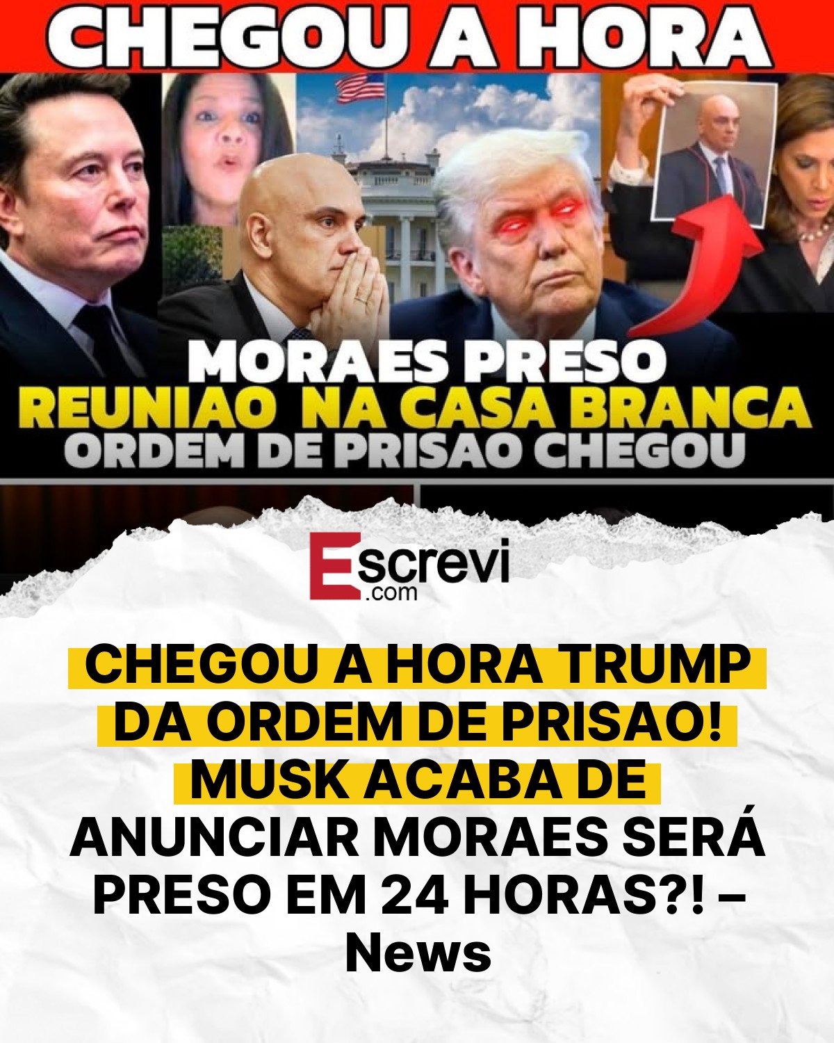 CHEGOU A HORA TRUMP DA ORDEM DE PRISAO! MUSK ACABA DE ANUNCIAR MORAES SERÁ PRESO EM 24 HORAS?! – News card branco