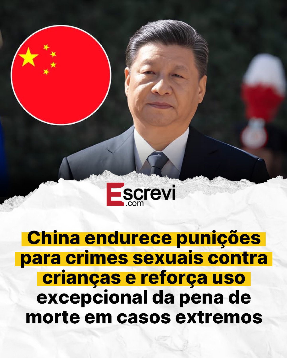 China endurece punições para crimes sexuais contra crianças e reforça uso excepcional da pena de morte em casos extremos card branco