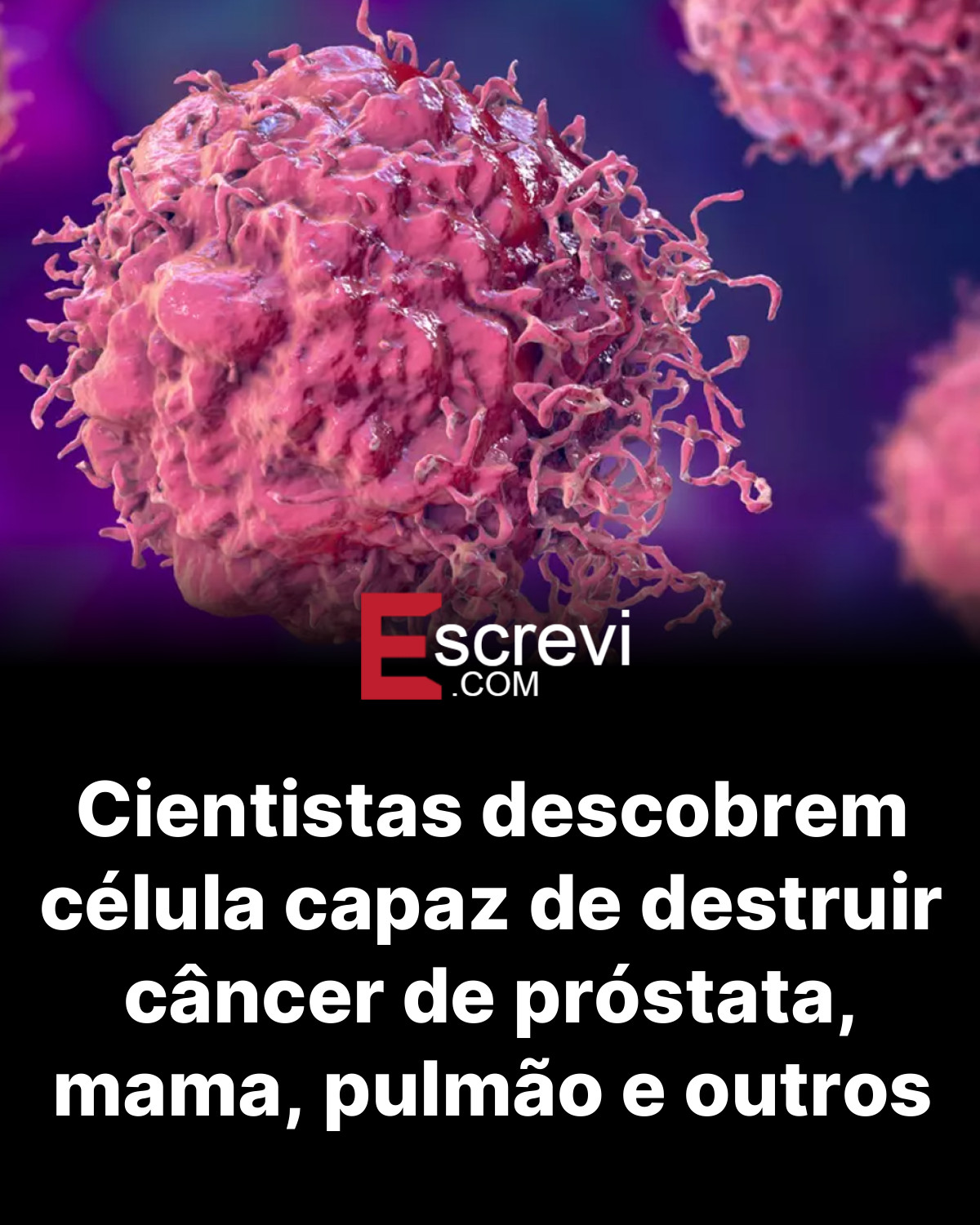 Cientistas descobrem célula capaz de destruir câncer de próstata, mama, pulmão e outros card preto