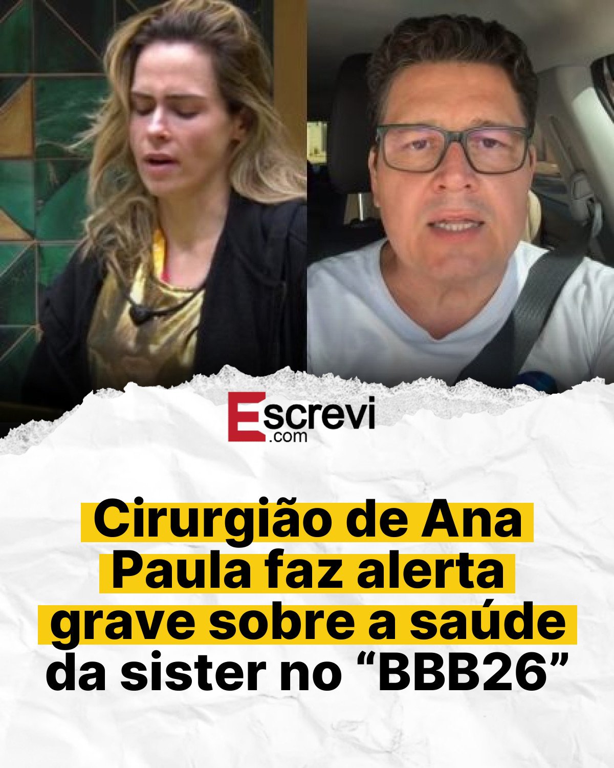 Cirurgião de Ana Paula faz alerta grave sobre a saúde da sister no “BBB26” card branco