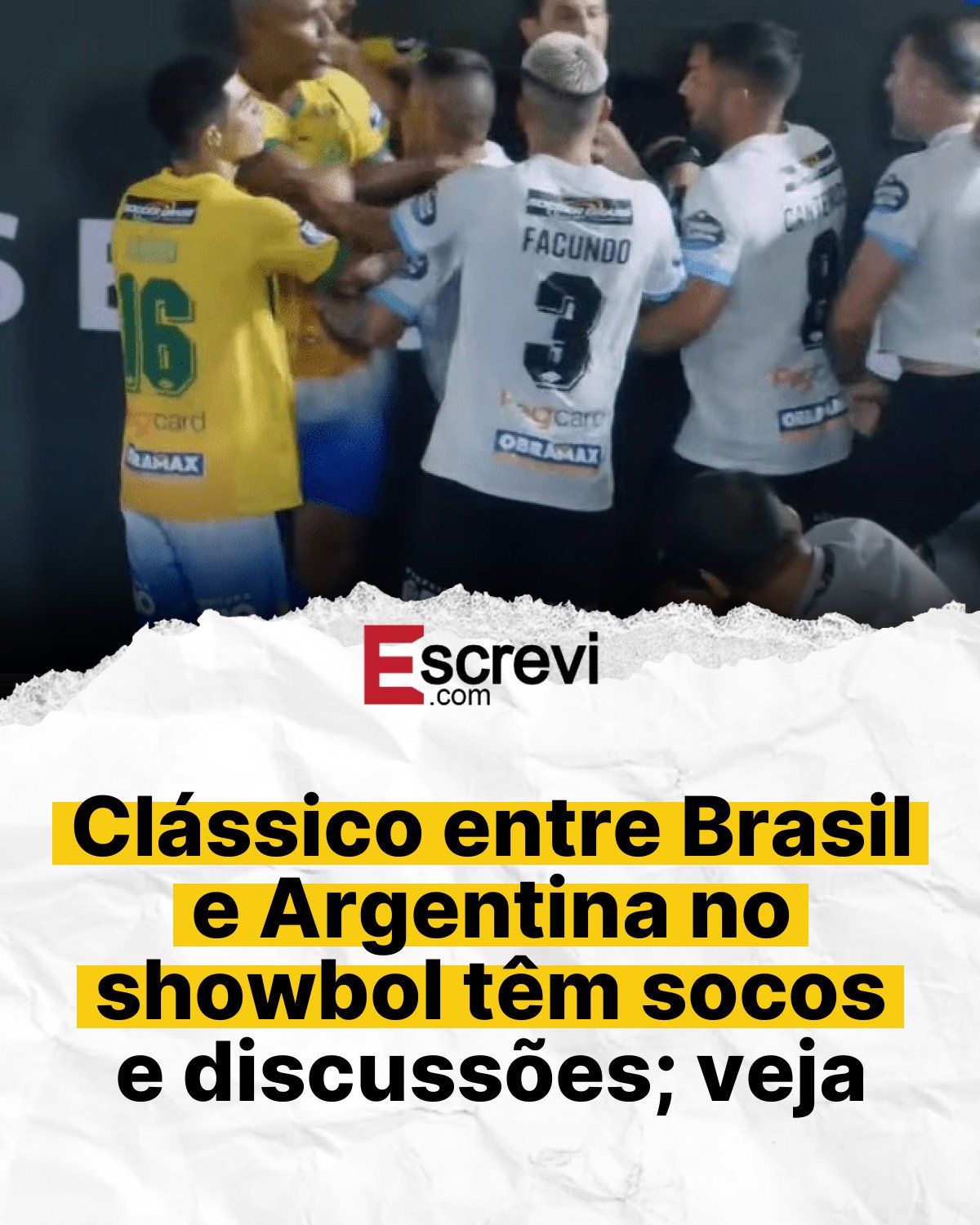 Clássico entre Brasil e Argentina no showbol têm socos e discussões; veja card branco