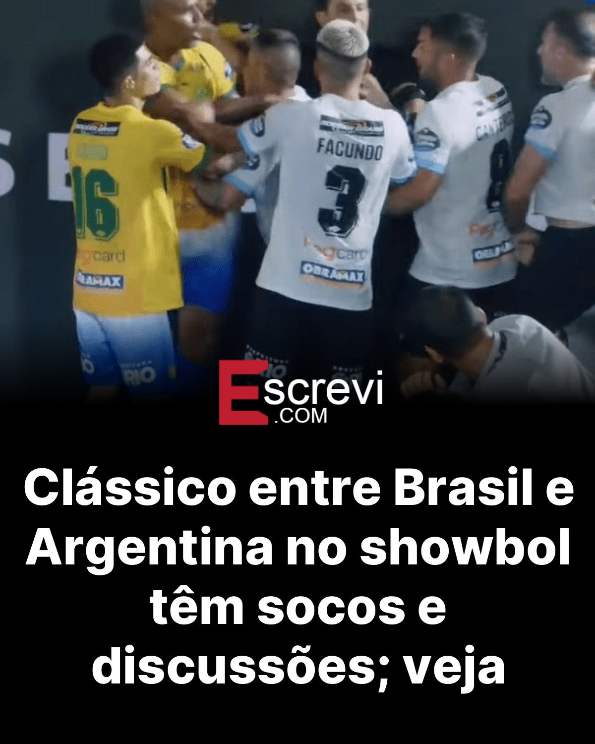 Clássico entre Brasil e Argentina no showbol têm socos e discussões; veja card preto