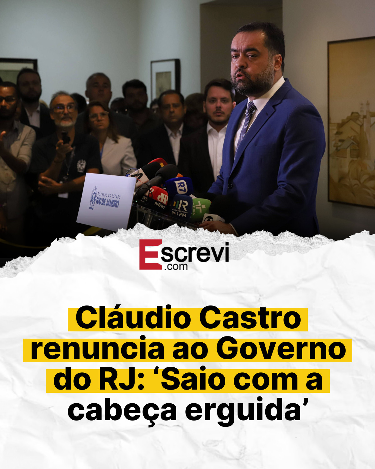 Cláudio Castro renuncia ao Governo do RJ: ‘Saio com a cabeça erguida’ card branco