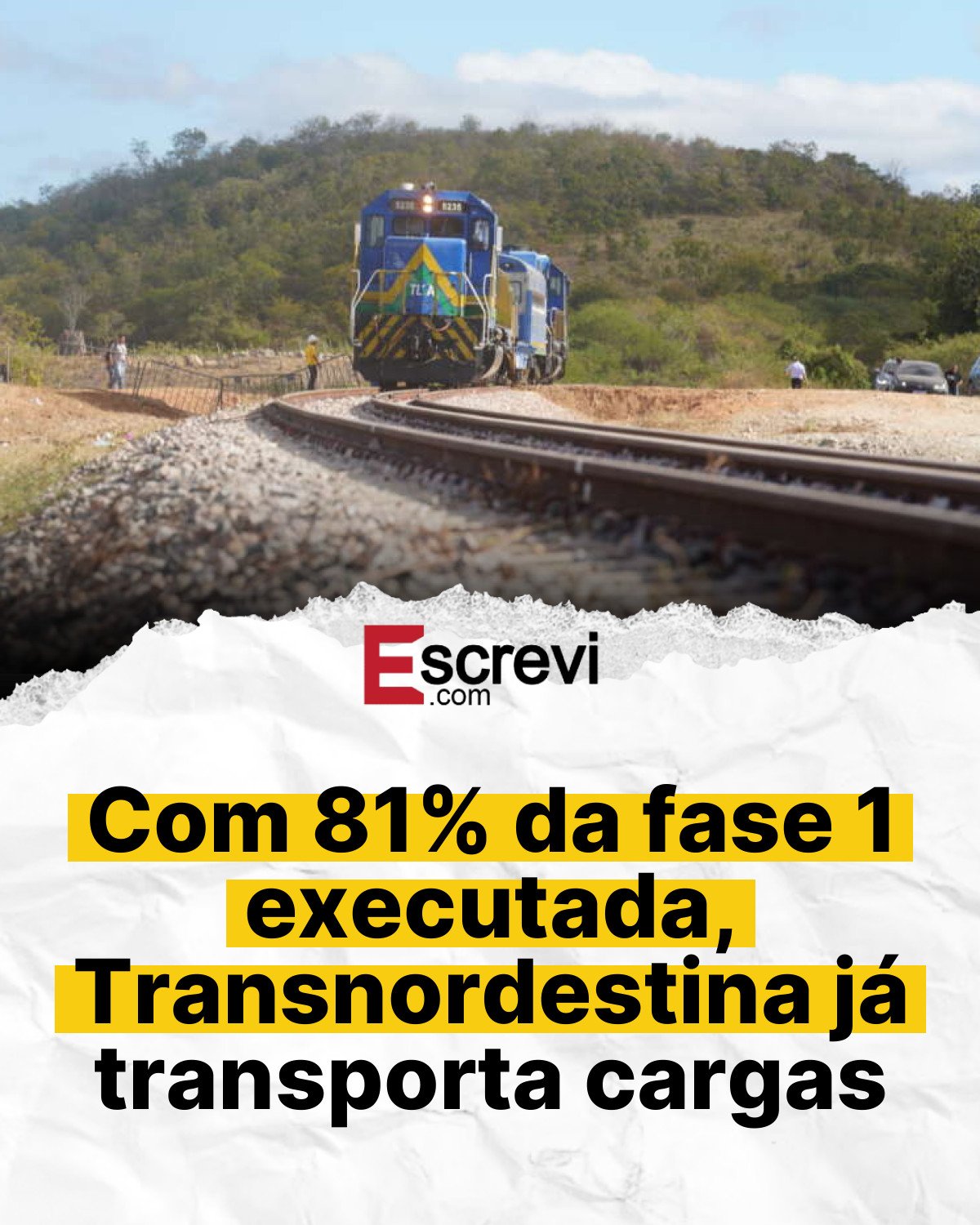 Com 81% da fase 1 executada, Transnordestina já transporta cargas card branco