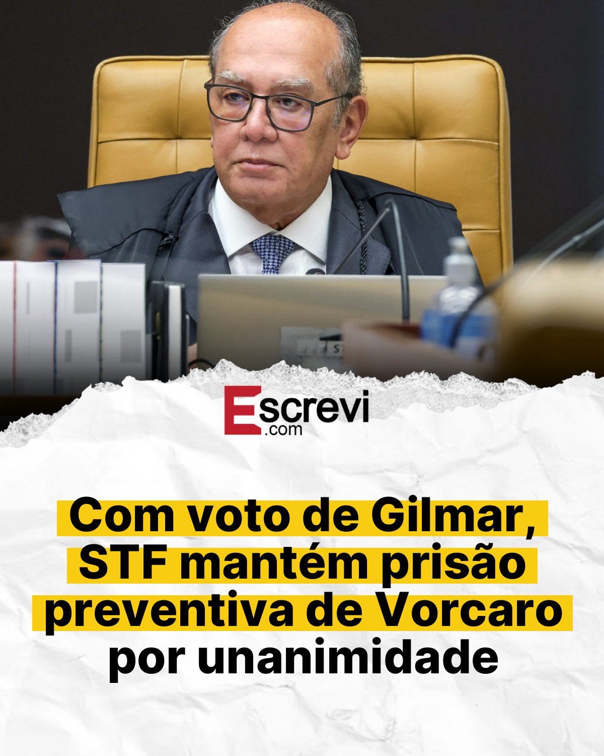 Com voto de Gilmar, STF mantém prisão preventiva de Vorcaro por unanimidade card branco