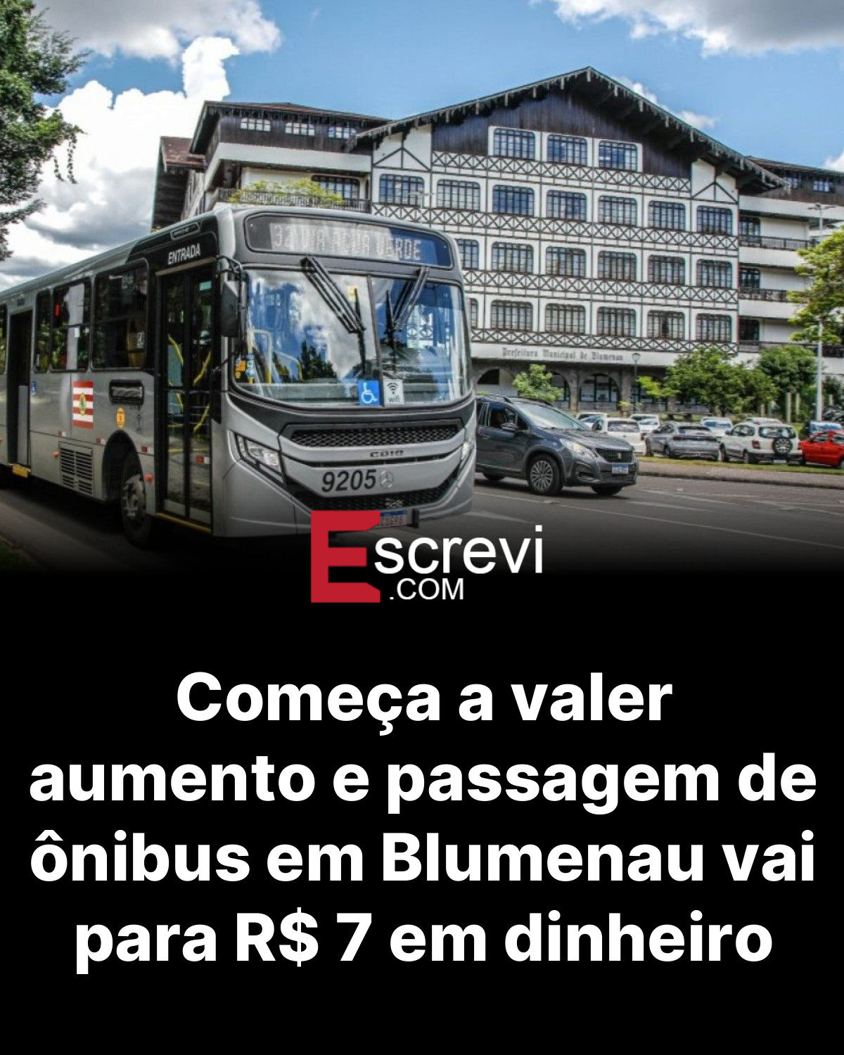 Começa a valer aumento e passagem de ônibus em Blumenau vai para R$ 7 em dinheiro card preto