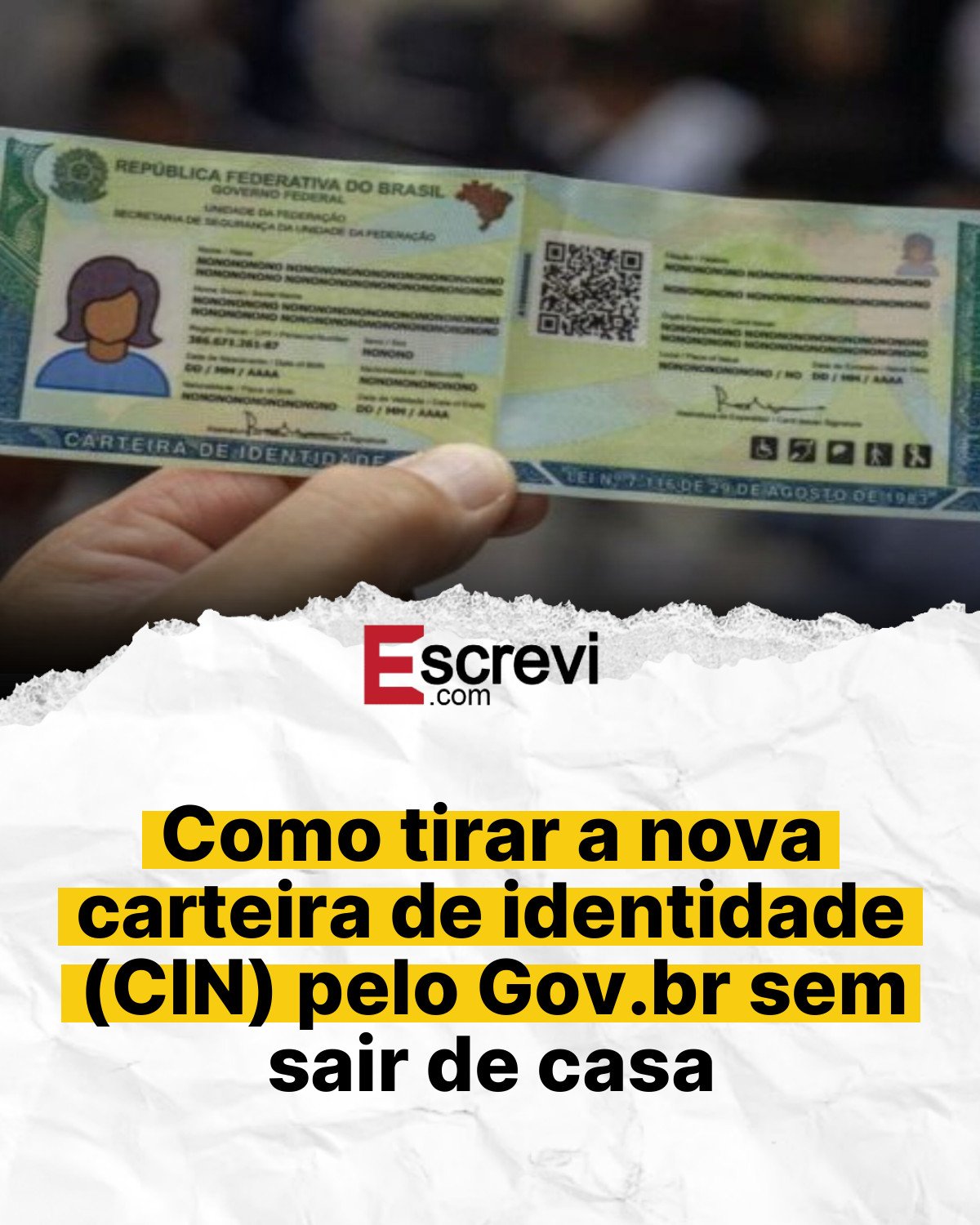 Como tirar a nova carteira de identidade (CIN) pelo Gov.br sem sair de casa card branco
