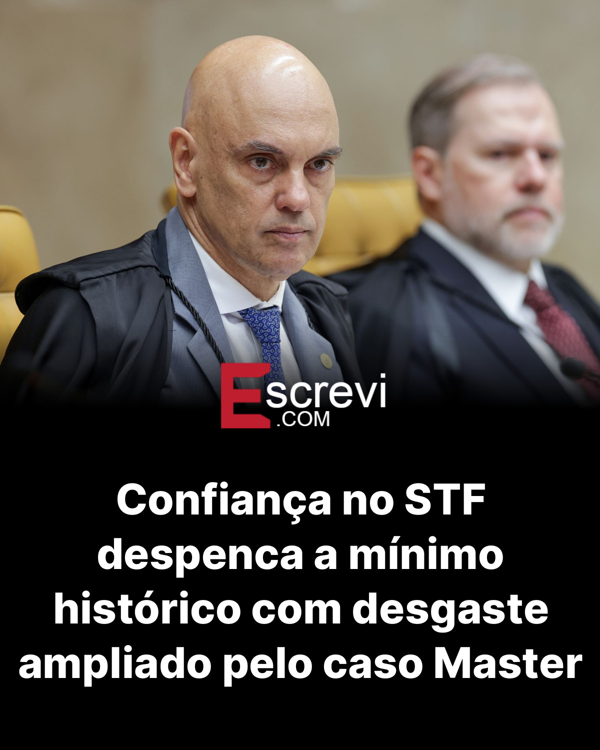 Confiança no STF despenca a mínimo histórico com desgaste ampliado pelo caso Master card preto