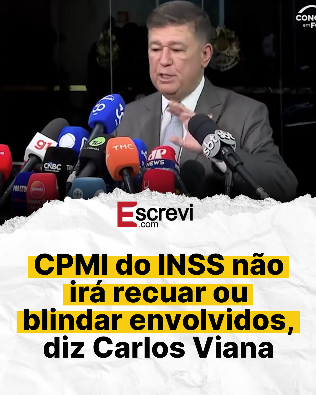 CPMI do INSS não irá recuar ou blindar envolvidos, diz Carlos Viana card branco