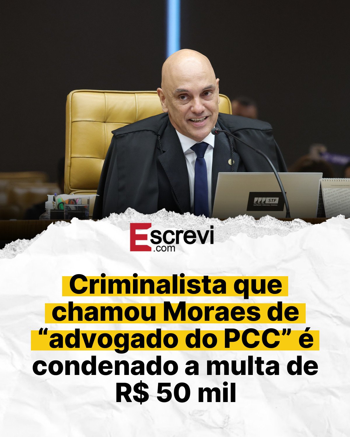 Criminalista que chamou Moraes de “advogado do PCC” é condenado a multa de R$ 50 mil card branco