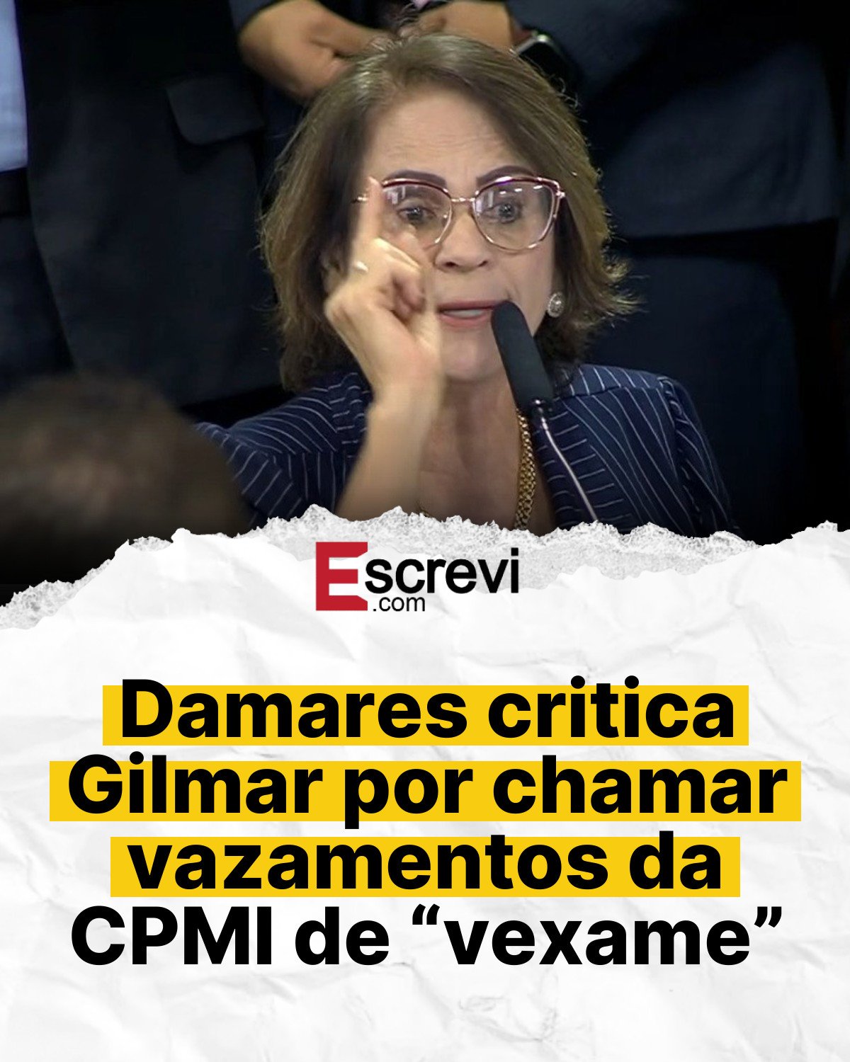 Damares critica Gilmar por chamar vazamentos da CPMI de “vexame” card branco