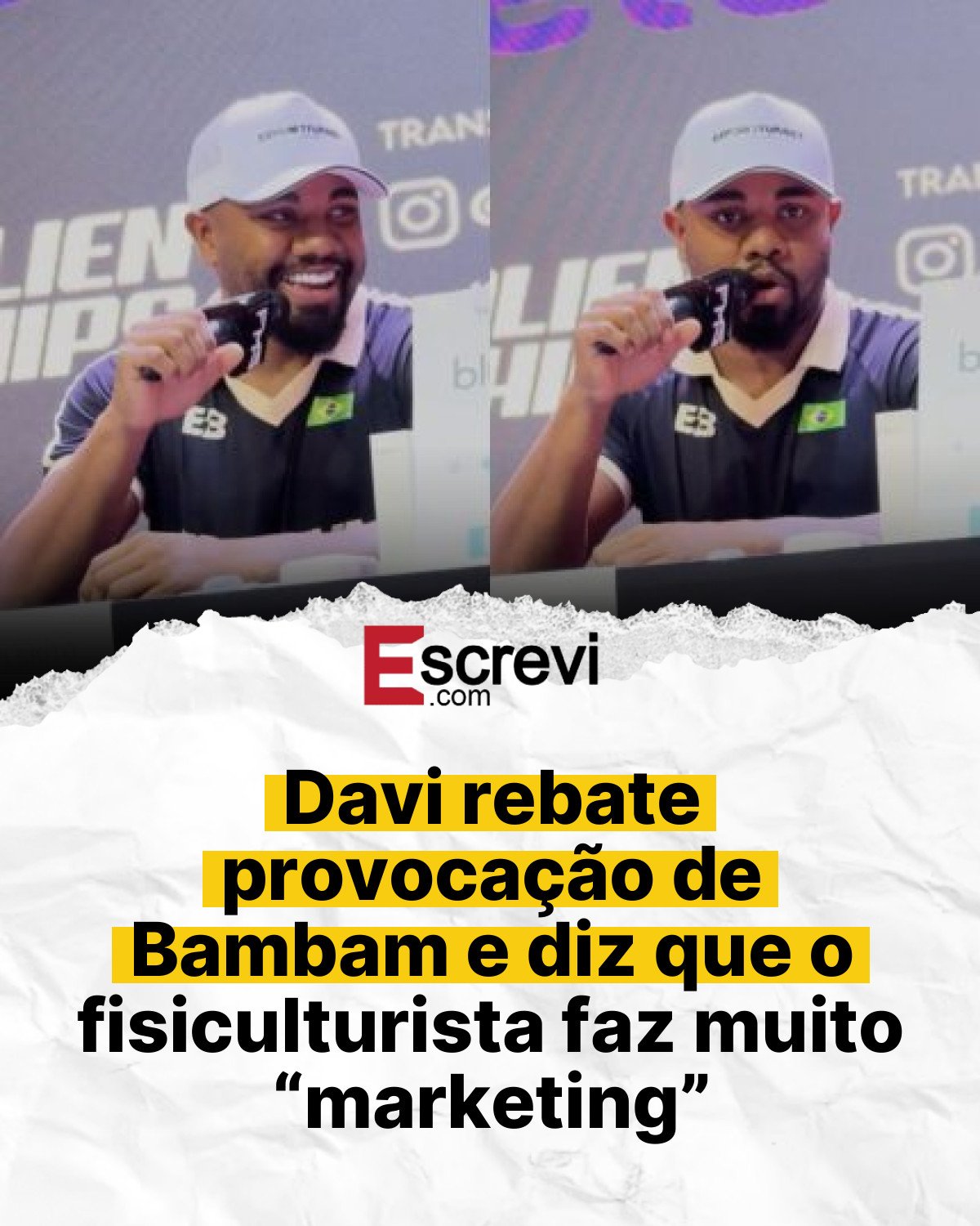 Davi rebate provocação de Bambam e diz que o fisiculturista faz muito “marketing” card branco