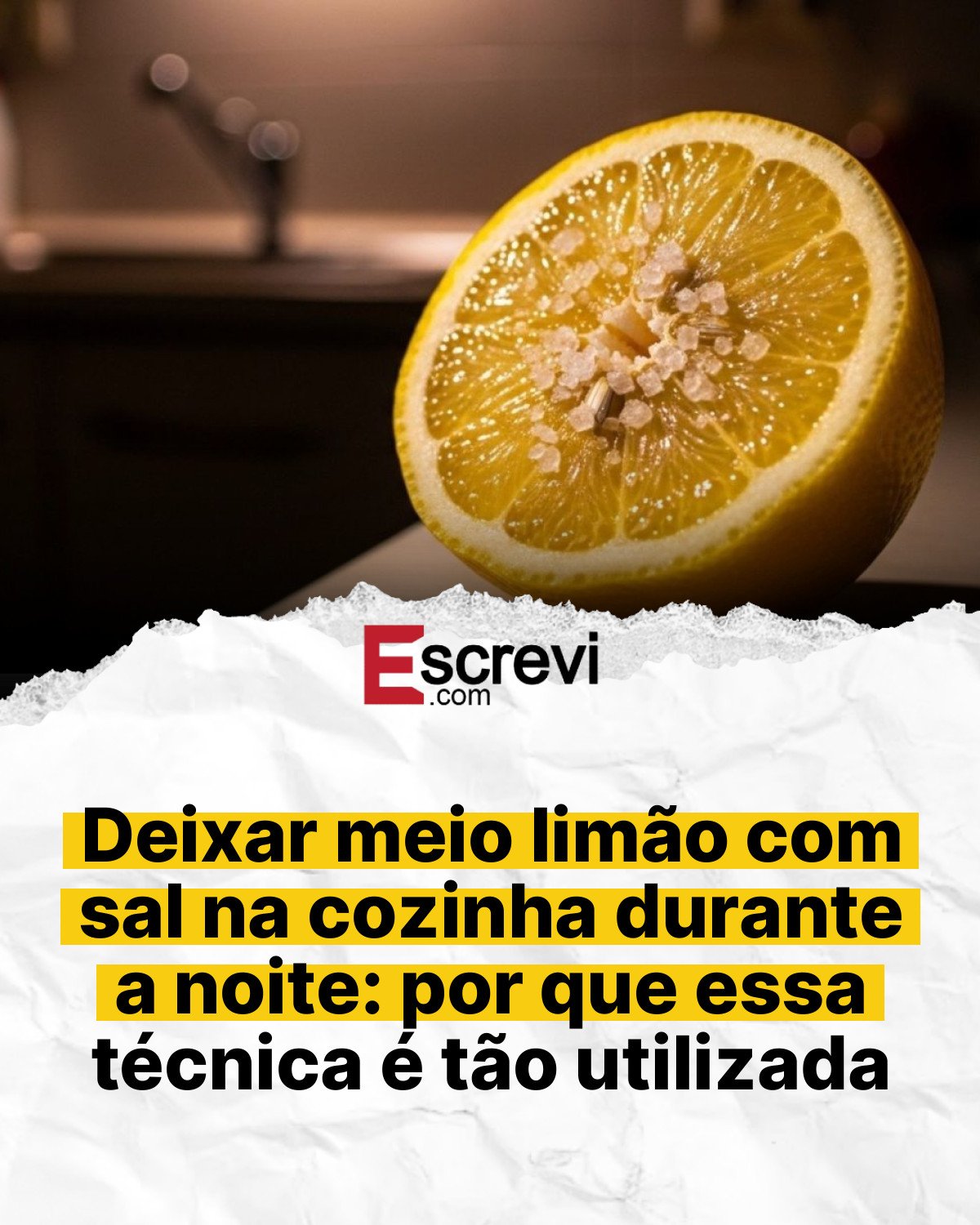 Deixar meio limão com sal na cozinha durante a noite: por que essa técnica é tão utilizada card branco