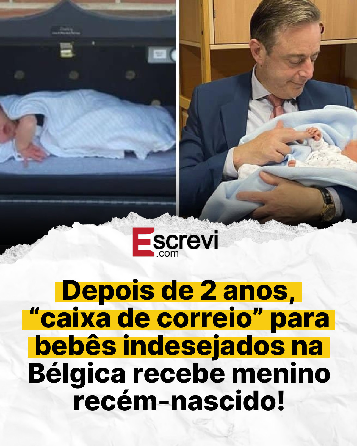 Depois de 2 anos, “caixa de correio” para bebês indesejados na Bélgica recebe menino recém-nascido! card branco