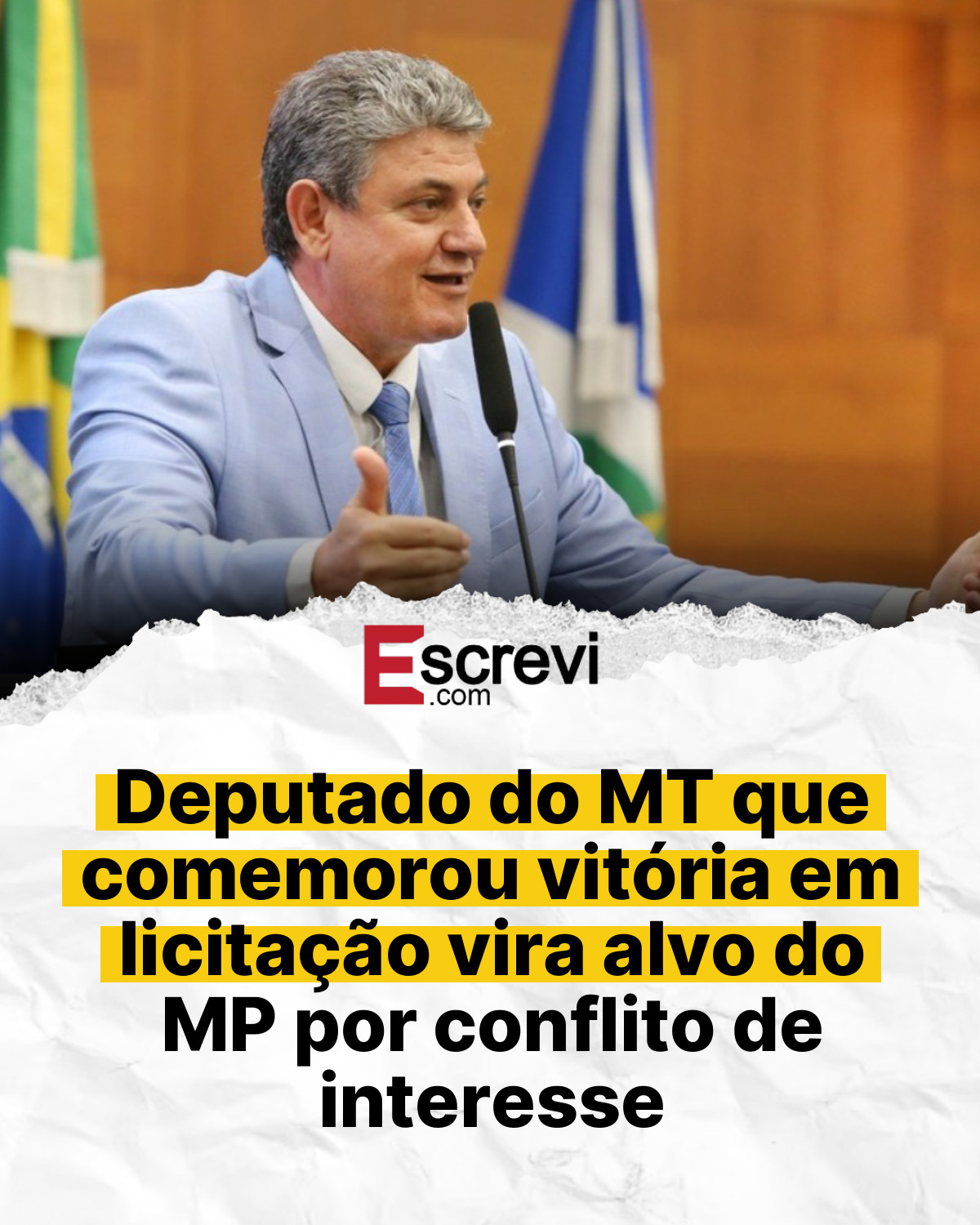 Deputado do MT que comemorou vitória em licitação vira alvo do MP por conflito de interesse card branco