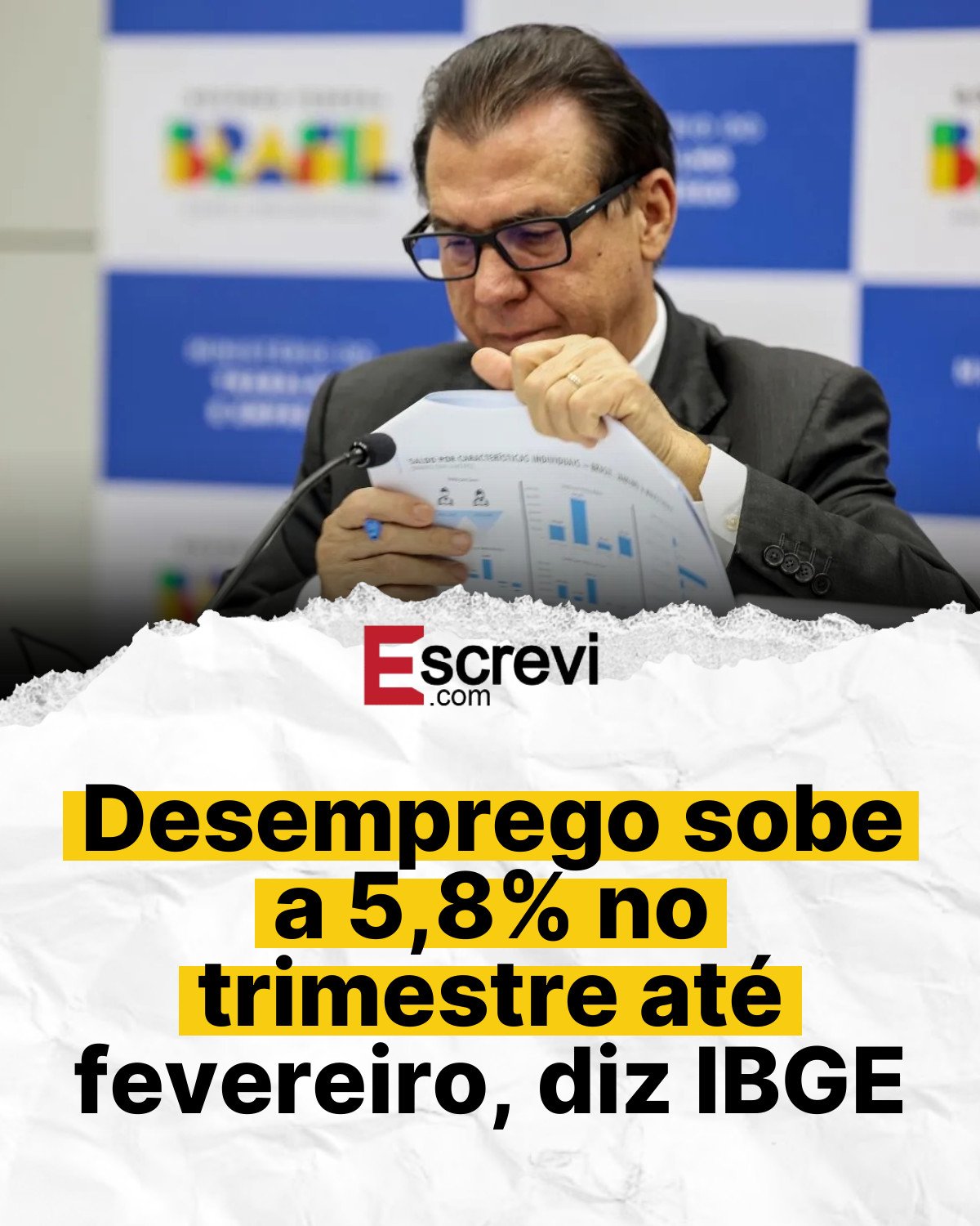 Desemprego sobe a 5,8% no trimestre até fevereiro, diz IBGE card branco