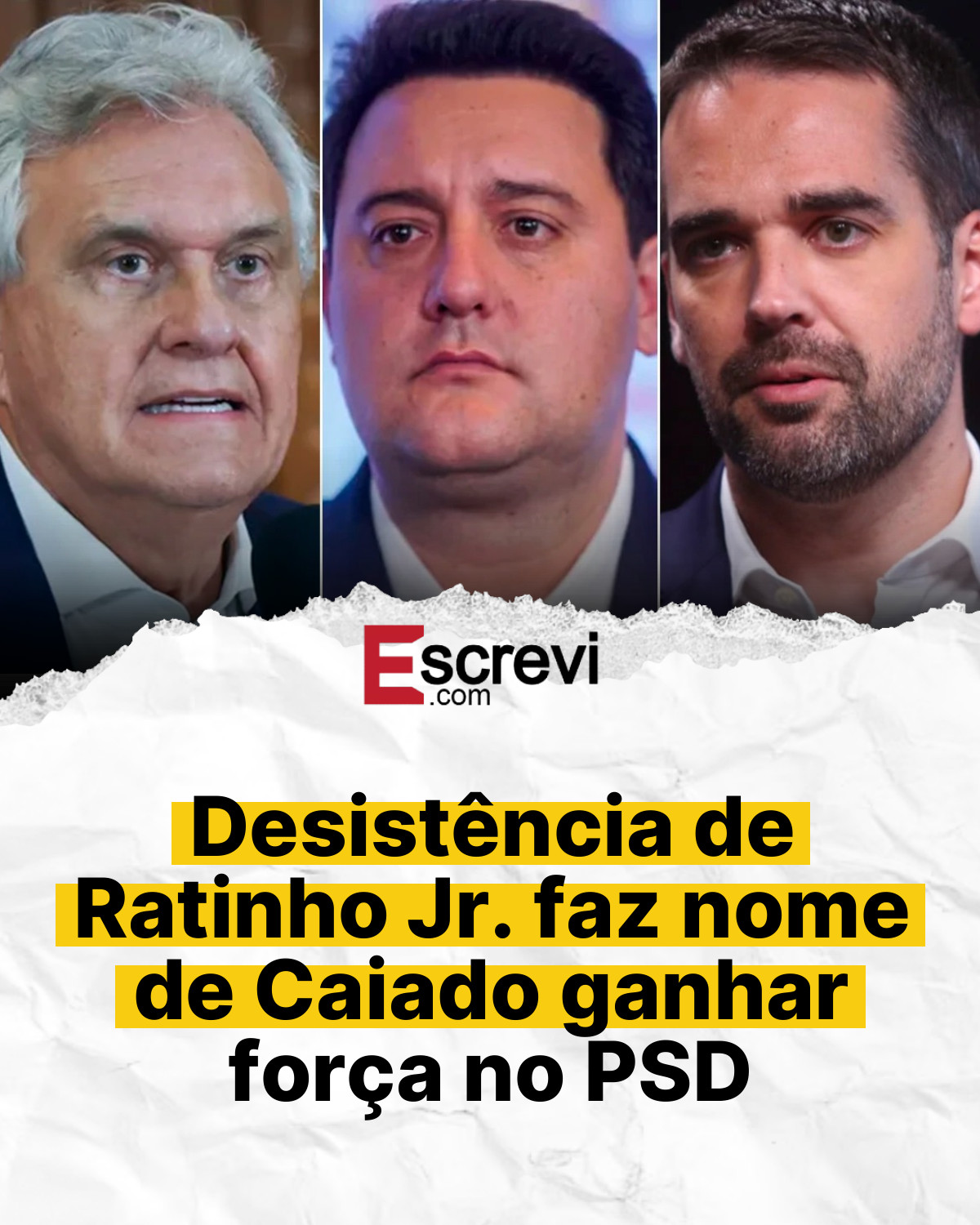 Desistência de Ratinho Jr. faz nome de Caiado ganhar força no PSD card branco