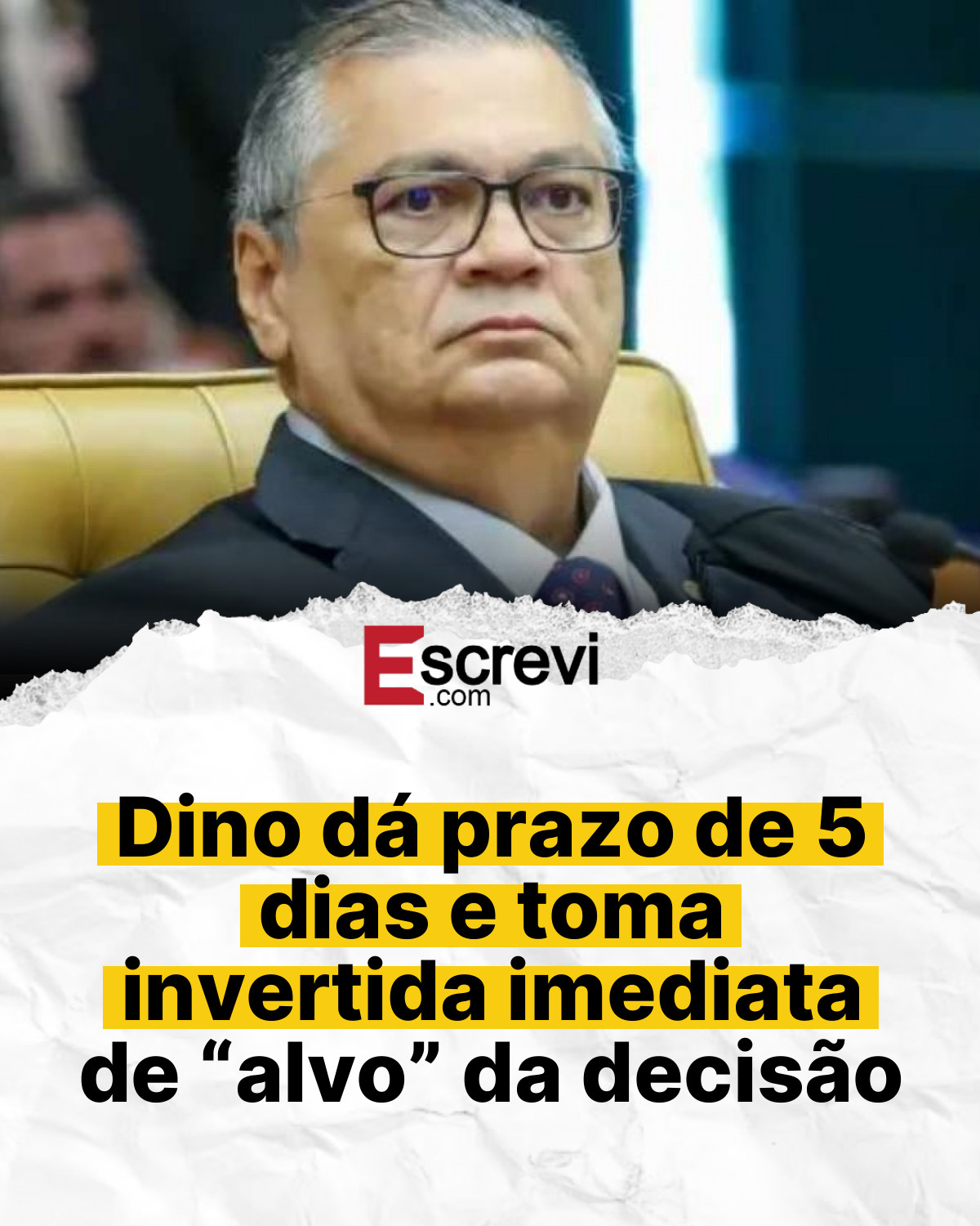 Dino dá prazo de 5 dias e toma invertida imediata de “alvo” da decisão card branco