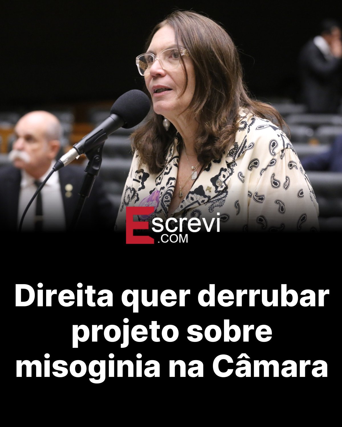 Direita quer derrubar projeto sobre misoginia na Câmara card preto