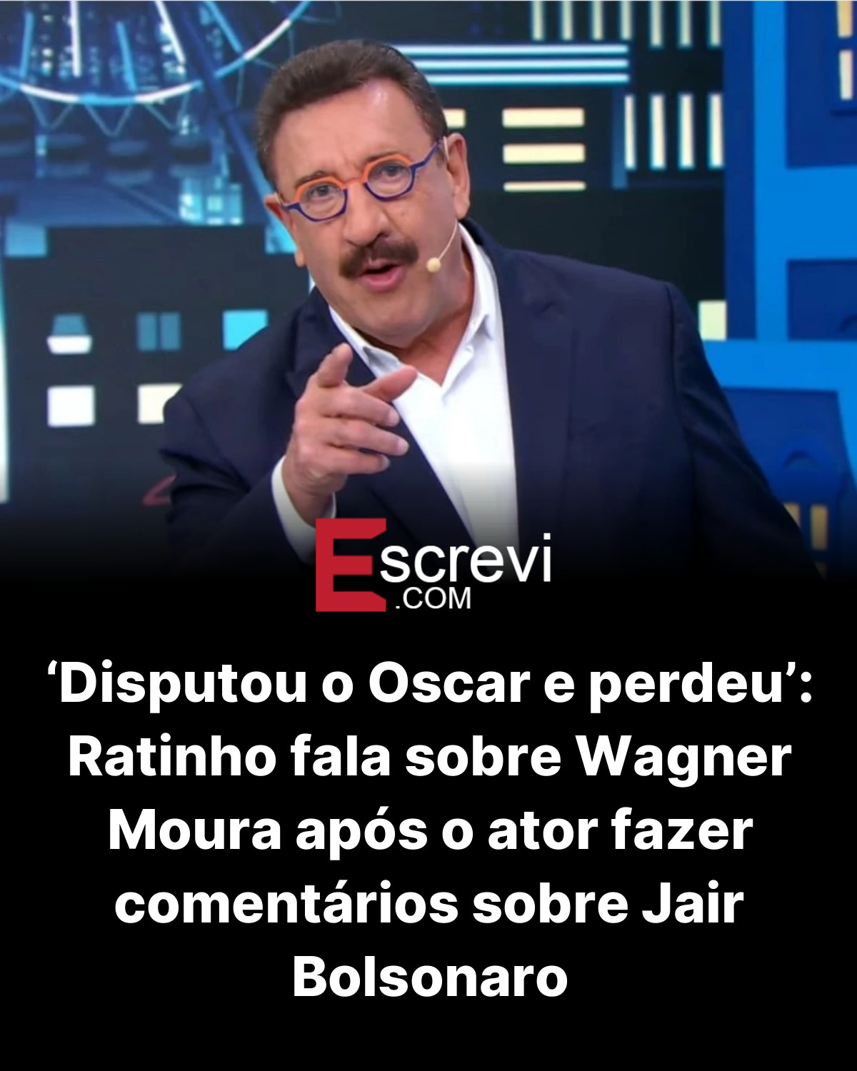‘Disputou o Oscar e perdeu’: Ratinho fala sobre Wagner Moura após o ator fazer comentários sobre Jair Bolsonaro card preto