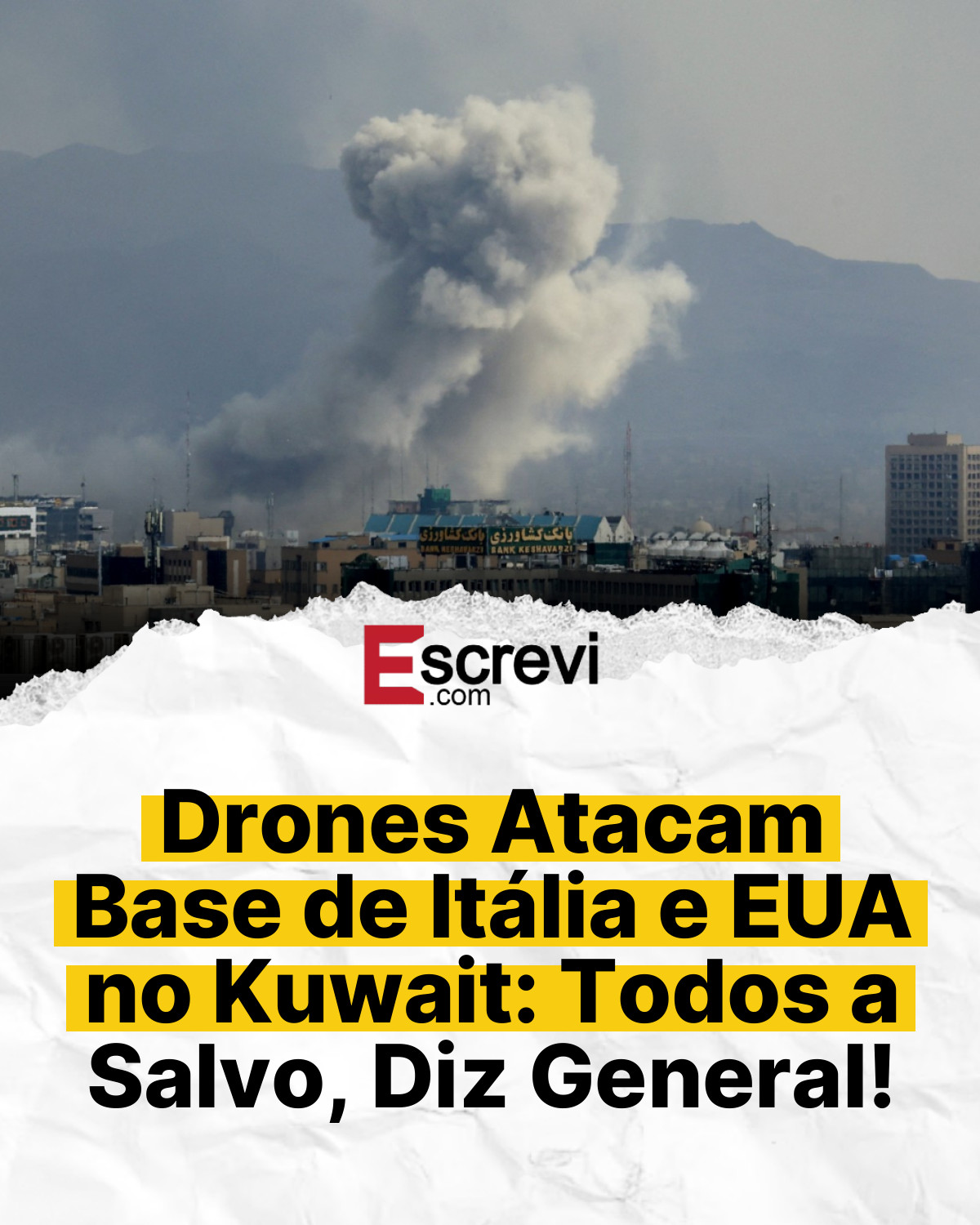 Drones Atacam Base de Itália e EUA no Kuwait: Todos a Salvo, Diz General! card branco