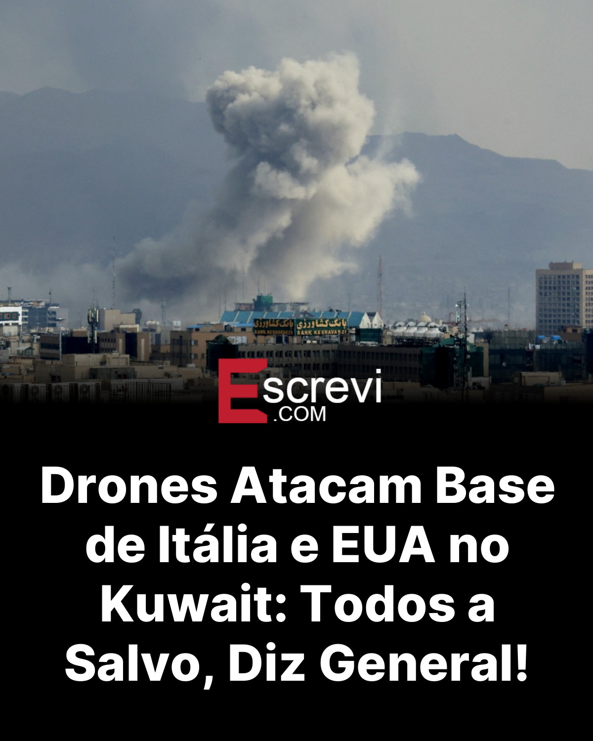 Drones Atacam Base de Itália e EUA no Kuwait: Todos a Salvo, Diz General! card preto