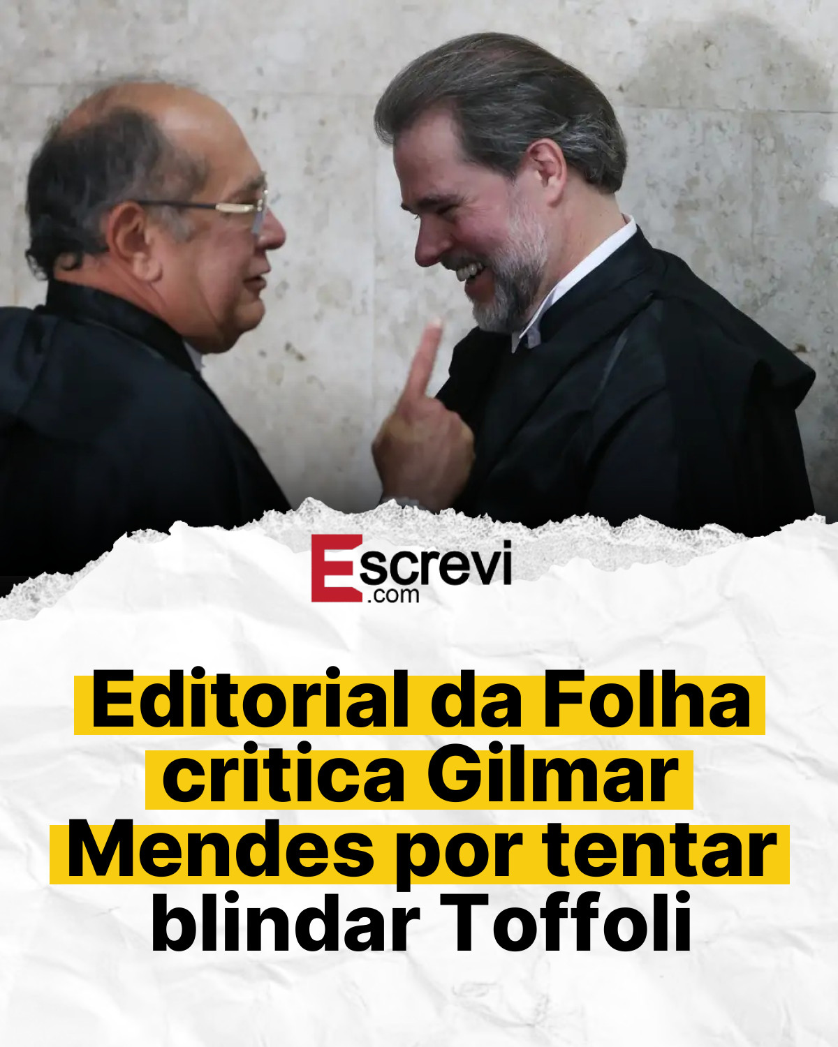 Editorial da Folha critica Gilmar Mendes por tentar blindar Toffoli card branco